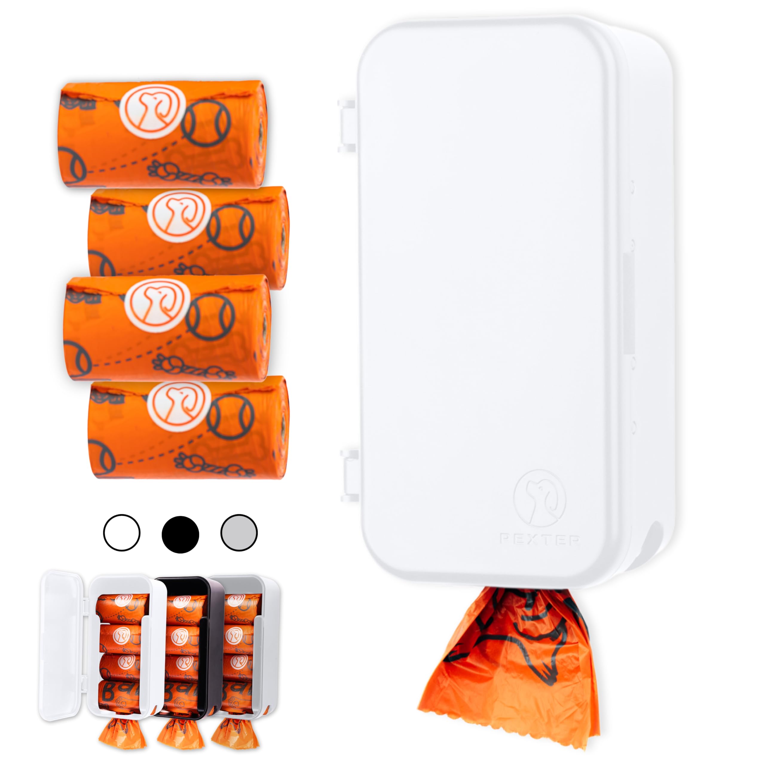 Pexter Dog Poop Bag Dispenser - Outdoor or Indoor Pet Waste Bag Dispenser Station - Stick-On or Screw-On Wall Mount - Poop Bags 