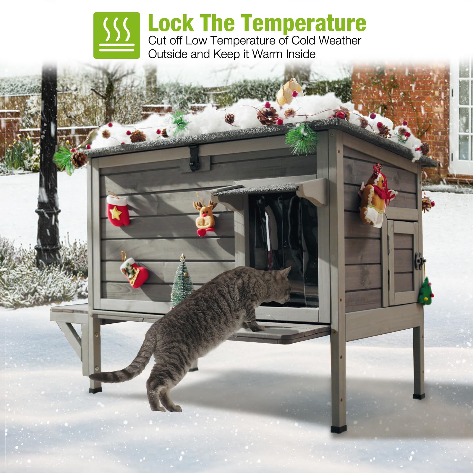 Gutinneen Outdoor Cat House Insulated Feral Cat Shelter Weatherproof For Winter With 100% Insulated Thermal Liner