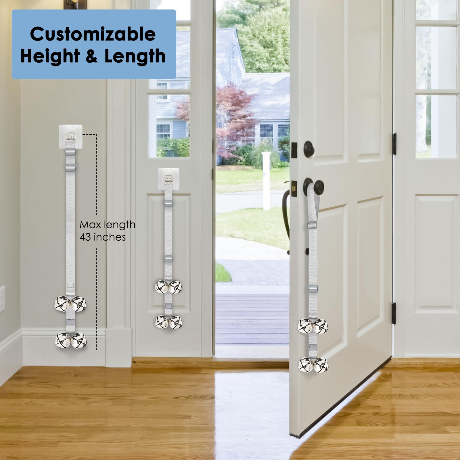 Folksmate Dog Doorbells For Potty Training, 2 Packs Dog Door Bells With Extra Loud Bells Adjustable For Dogs Training, Housebrea