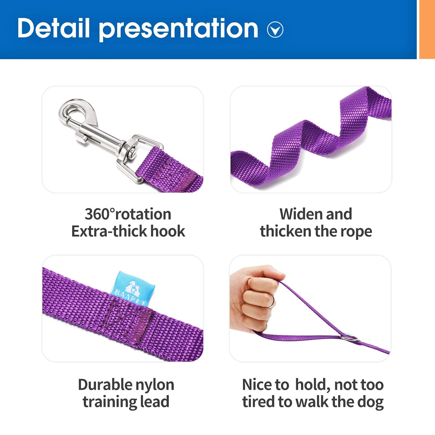 Baapet 15/20/30/50/100 Ft Long Dog Training Leash With Clickers For Small  Medium And Large Dogs Or Cats (100 Feet  Purple) -Like New