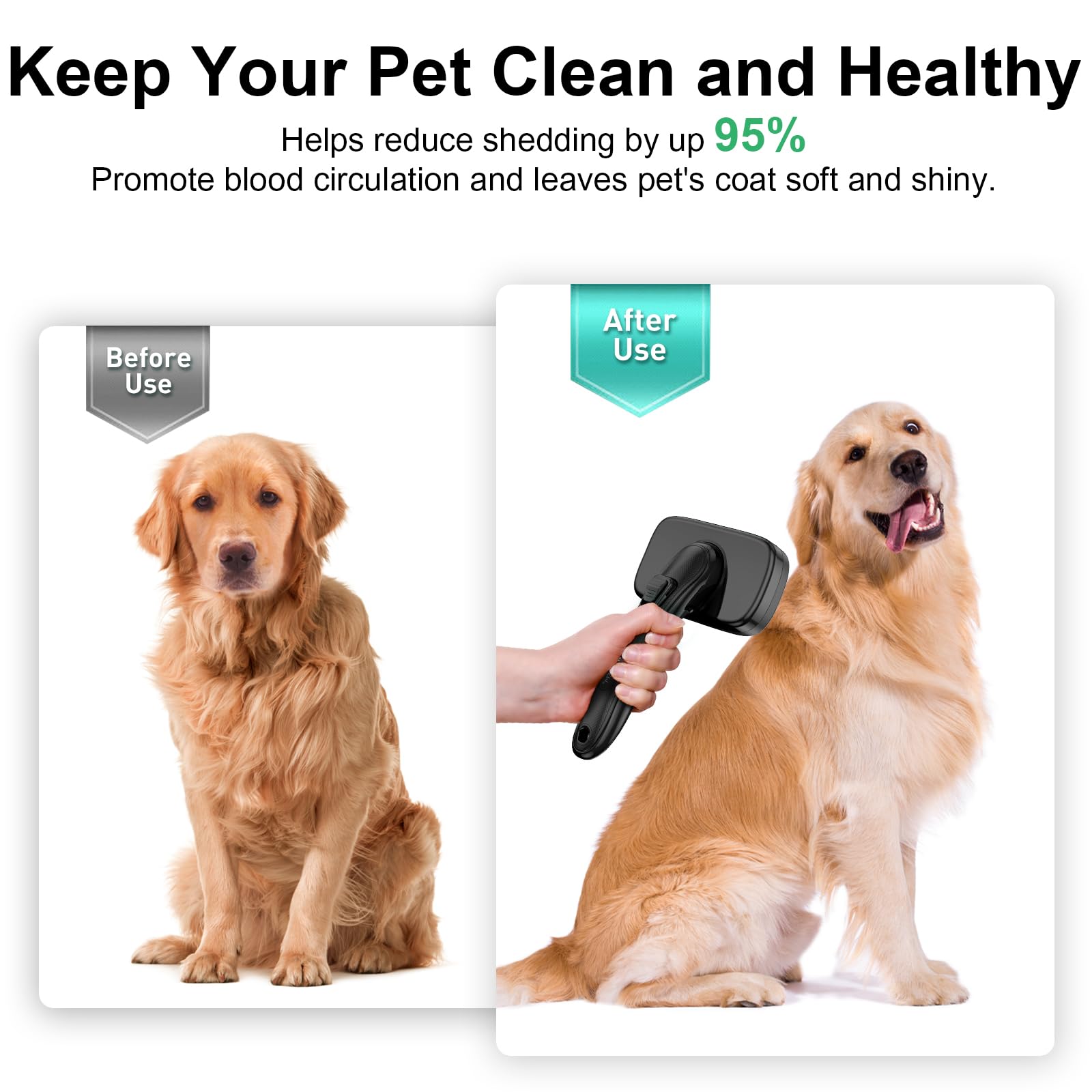 Self Cleaning Slicker Pet Brush For Grooming And Shedding Small Medium Large Dog Cat - Gently Remove Loose Tangling Knot Undercoat Fur Mats - Suitable For Long Short Hair Lengths Sensitive Animals