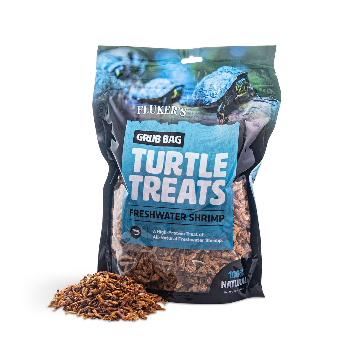 Fluker'S Grub Bag Turtle Treats, High Protein Freeze Dried River Shrimp, For Aquatic Turtles, Amphibians, And Reptiles, 12 Oz