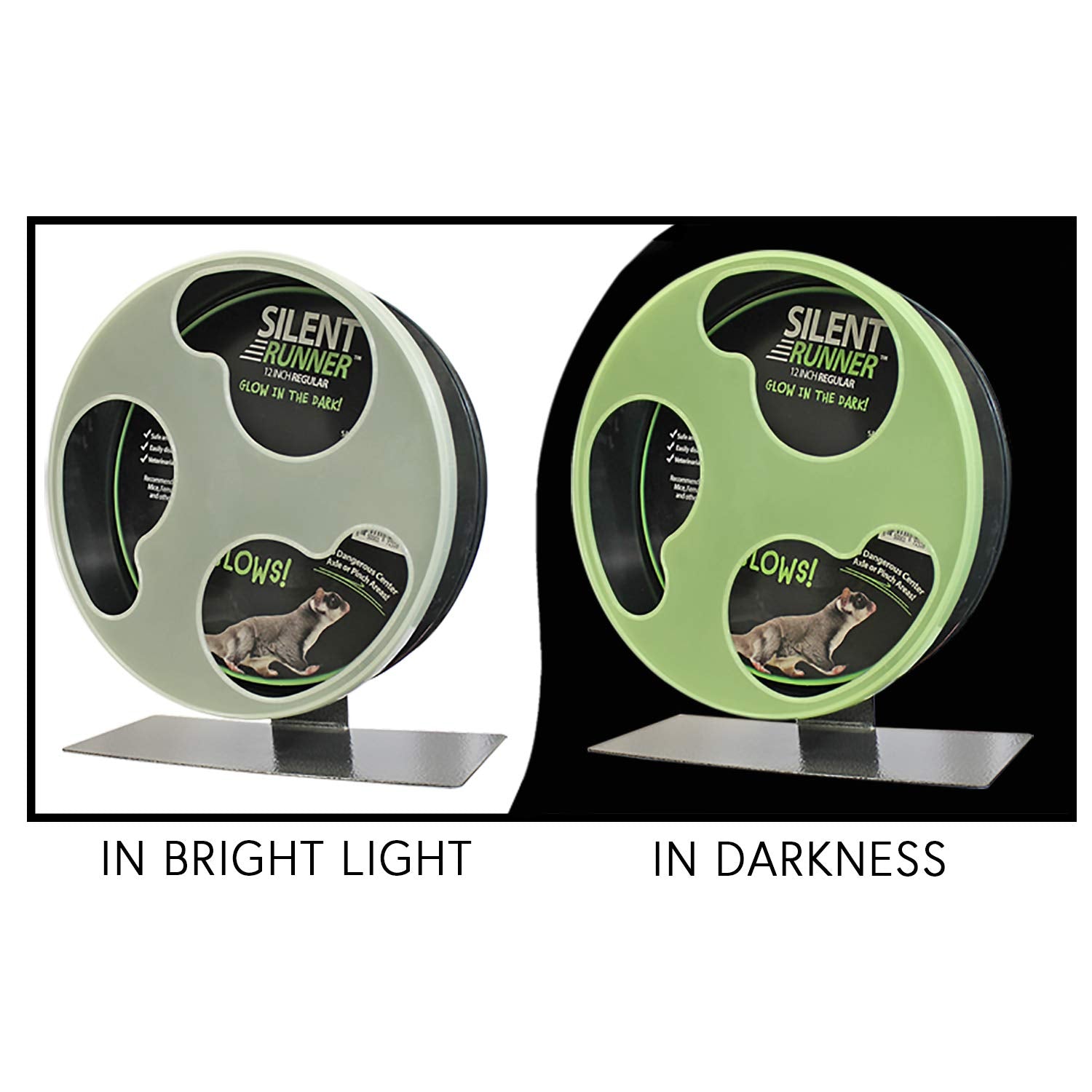 Silent Runner Glow Wheel - 12' Regular - Silent, Fast, Durable Exercise Wheel - Sugar Gliders, Hamsters, Female Rats, Mice & Small Pets