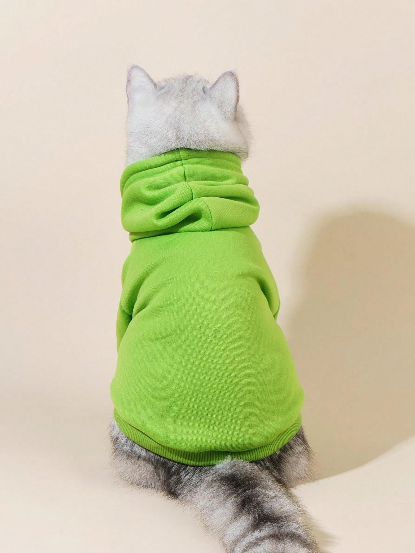 Qwinee Basic Dog Hoodie, Dog Warm Jacket, Cat Apparel, Dog Shirt, Dog Clothes For Puppy Kitten Small Medium Dogs Cats Green S