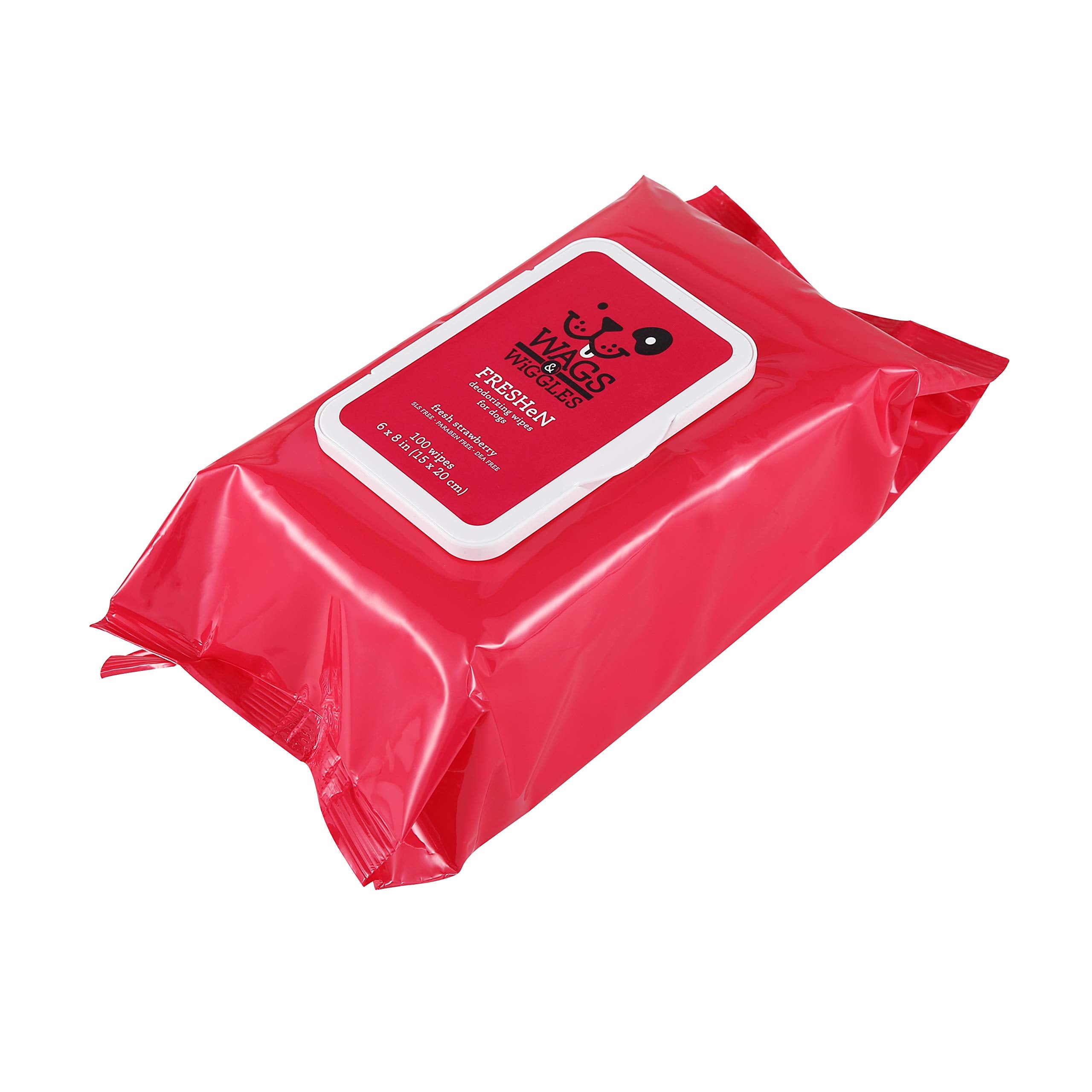 Wags & Wiggles Freshen Deodorizing Wipes For Dogs Eliminate Odors From Your Dog'S Coat Fresh Strawberries Easy And Convenient Wa