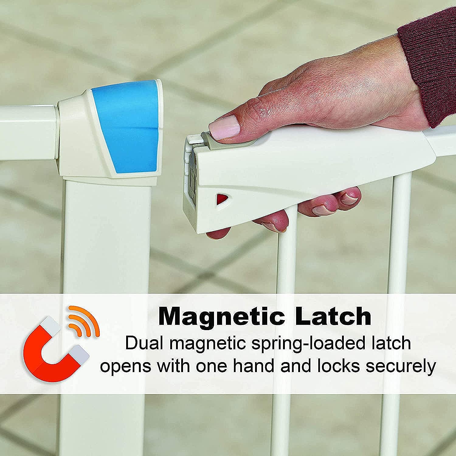 Midwest Homes For Pets Walk-Thru Steel Pet Gate W/ 'Safety Glow' Frame; 29' & 39' Tall Pet Gates In Soft White & Textured Graphite (2929Sw-Gl)