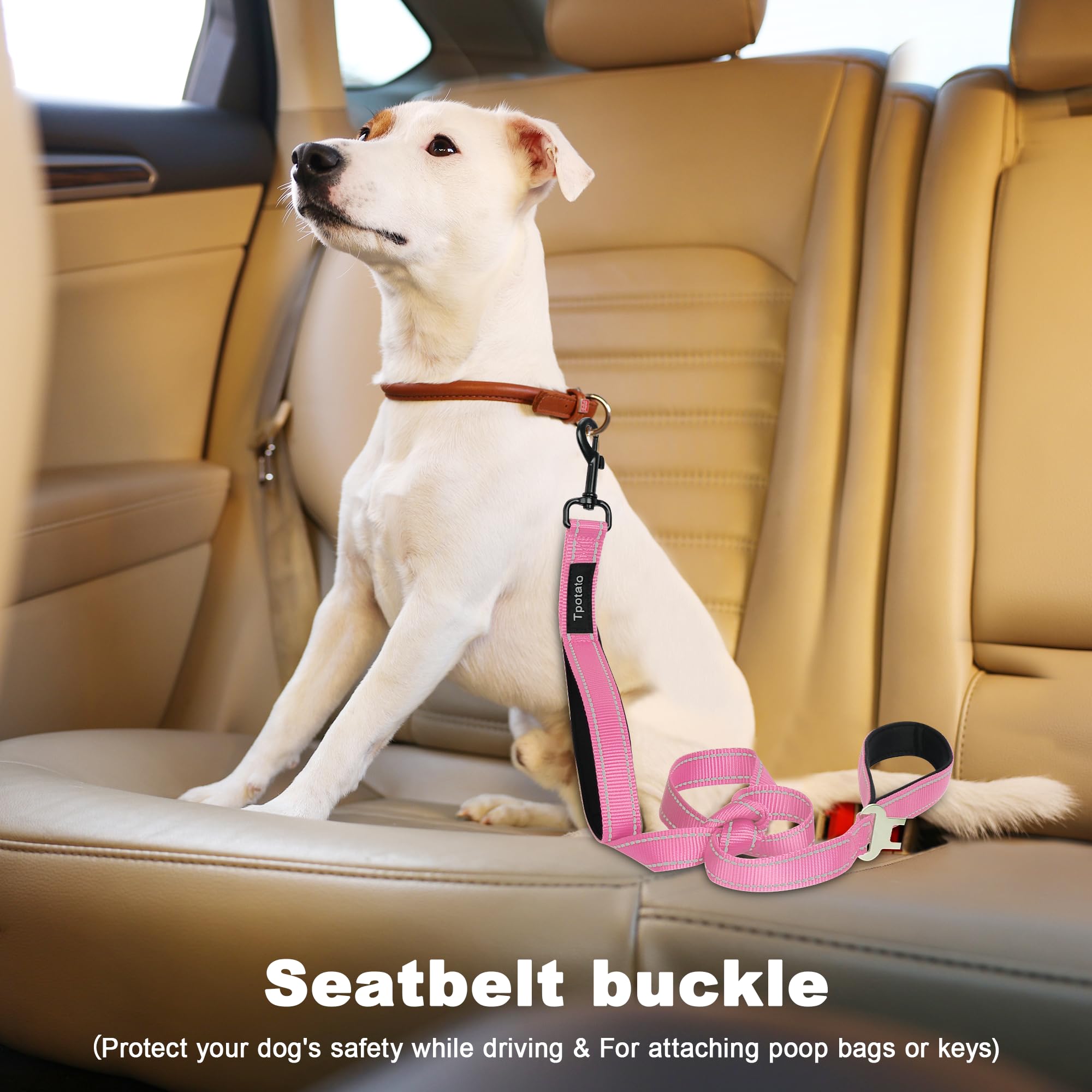 6 Foot Pink Dog Leashes For Large Medium And Small Breed Dogs That Pull,Reflective Nylon Heavy Duty Dog Leash With 2 Comfortable