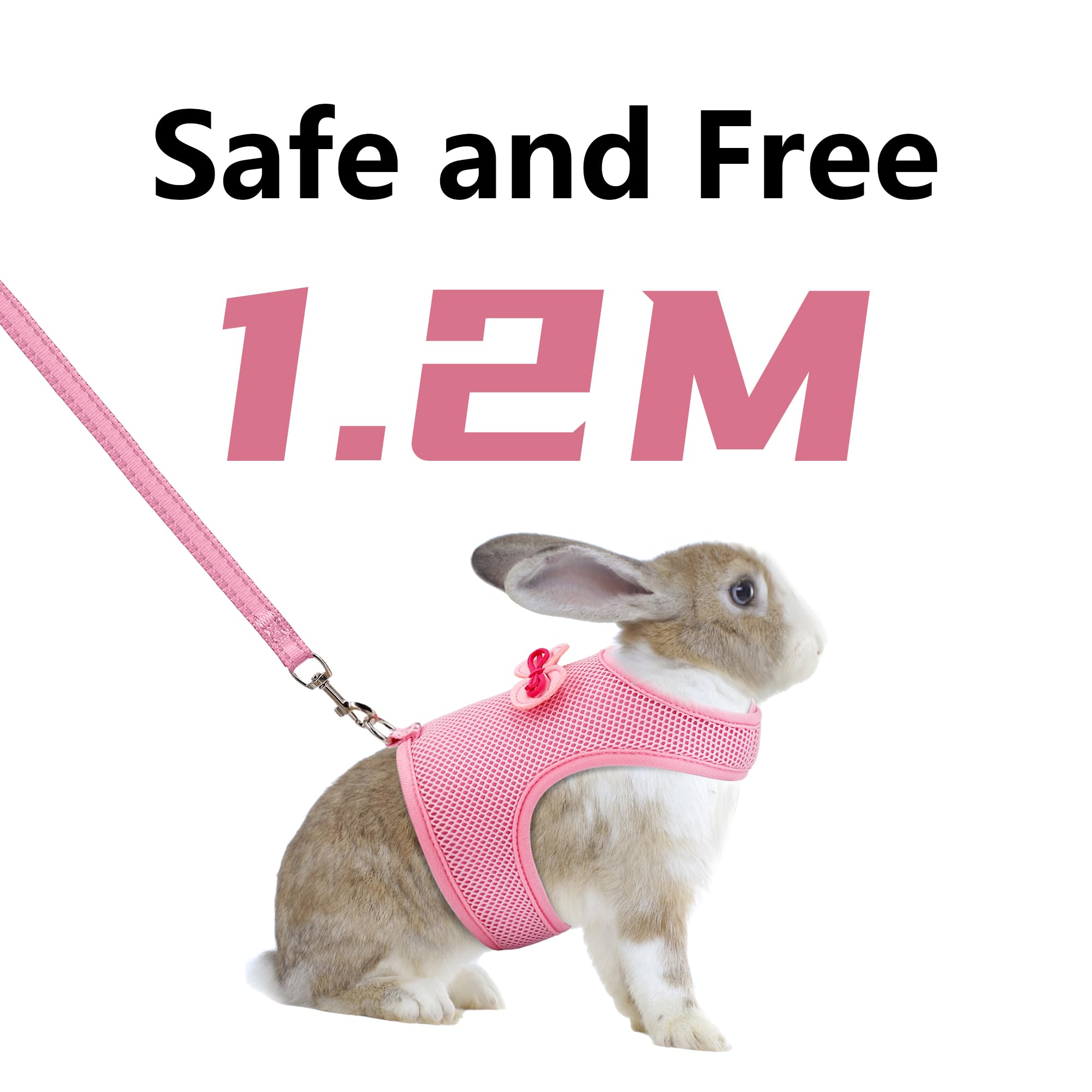 Aiitle Bunny Harness And Leash Set, Soft Breathable Mesh Vest Harness With Cute Bow For Rabbits Kitten Ferret Small Pig Puppy Wa