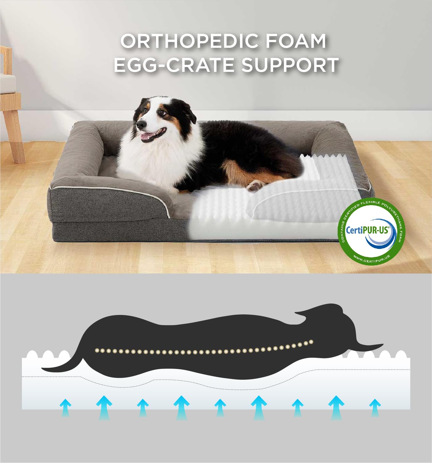 Made4Pets Orthopedic Dog Bed for Extra Large Dogs, Supportive Foam XL Pet Bed Sofa with Washable Removable Cover, Waterproof Lar