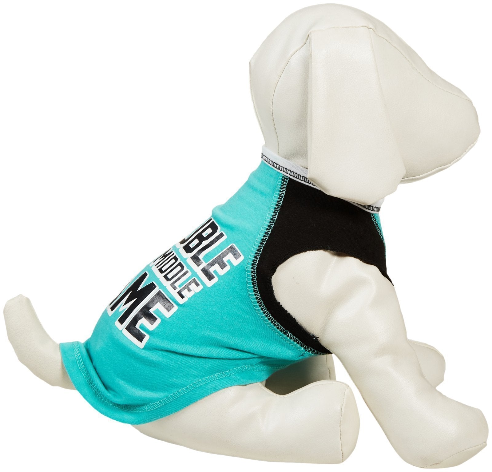 Simplydog Trouble Is My Middle Name Dog Tank - Teal - X-Small