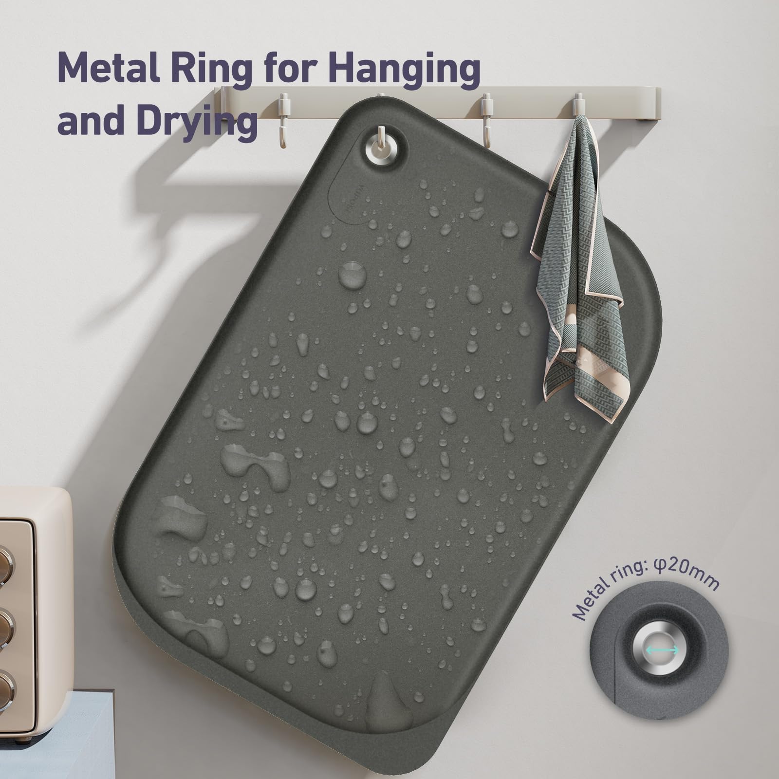 Silicone Pet Feeding Mat With Metal Ring, Waterproof, 23X15 In, Pet Feeding Mats, Raised Edges To Prevent Spills, Dogs And Cats