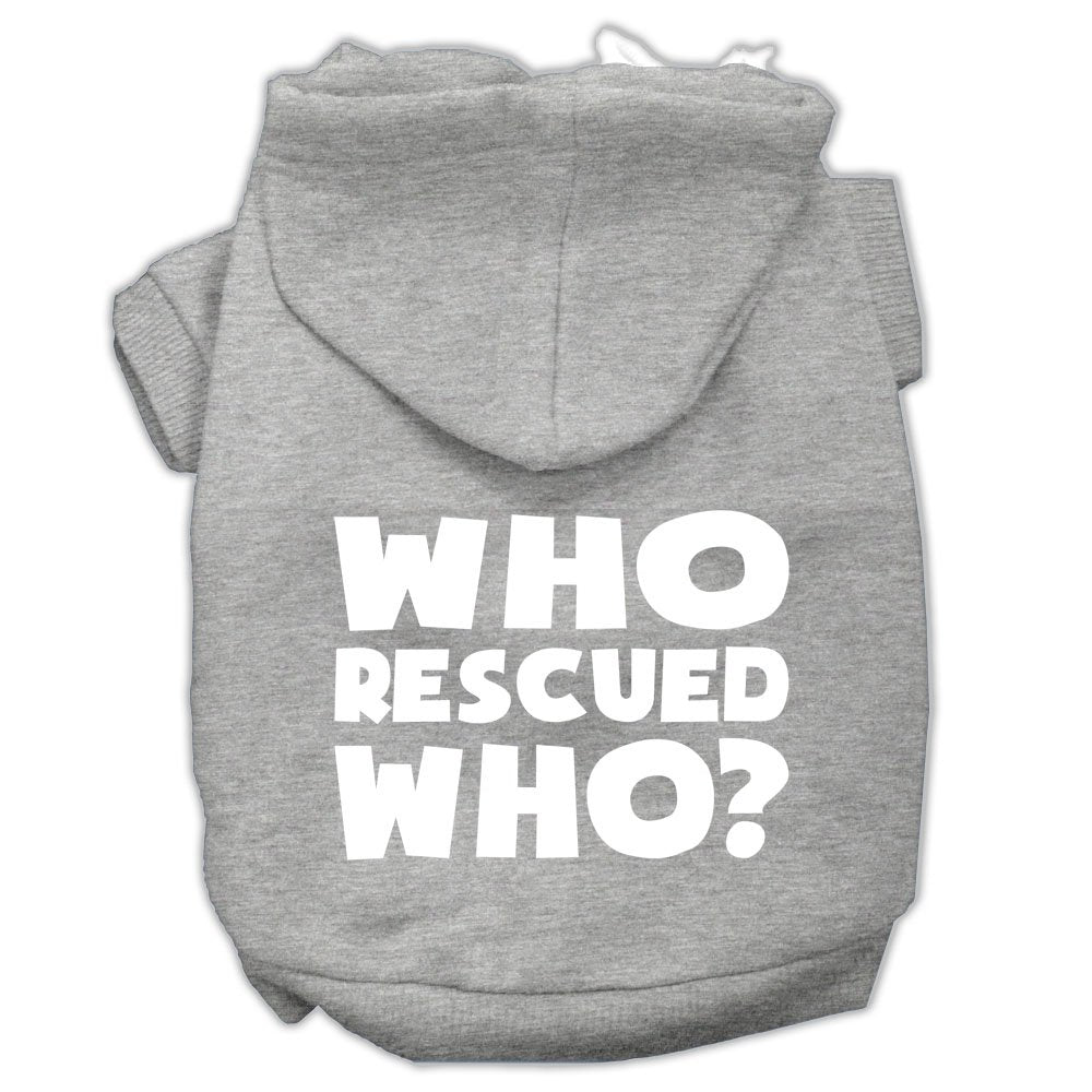 Mirage Pet Products Who Rescued Who Screen Print Pet Hoodies, Xx-Large, Grey