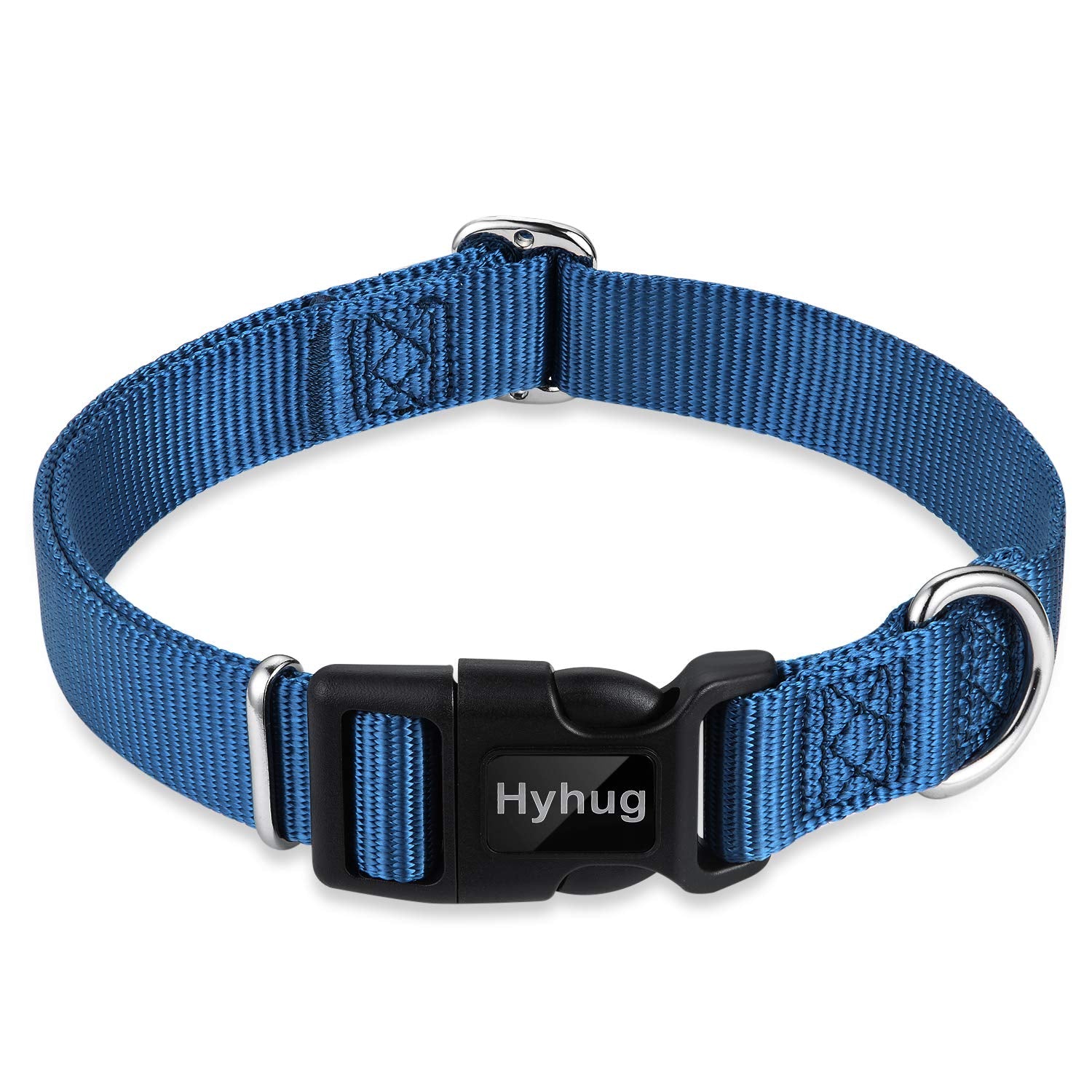 Hyhug Pets Solid Color Classic Regular Heavy Duty Basic Collar Medium Breeds Dogs, Unique Design Adjustment Triglide Slide (Buck