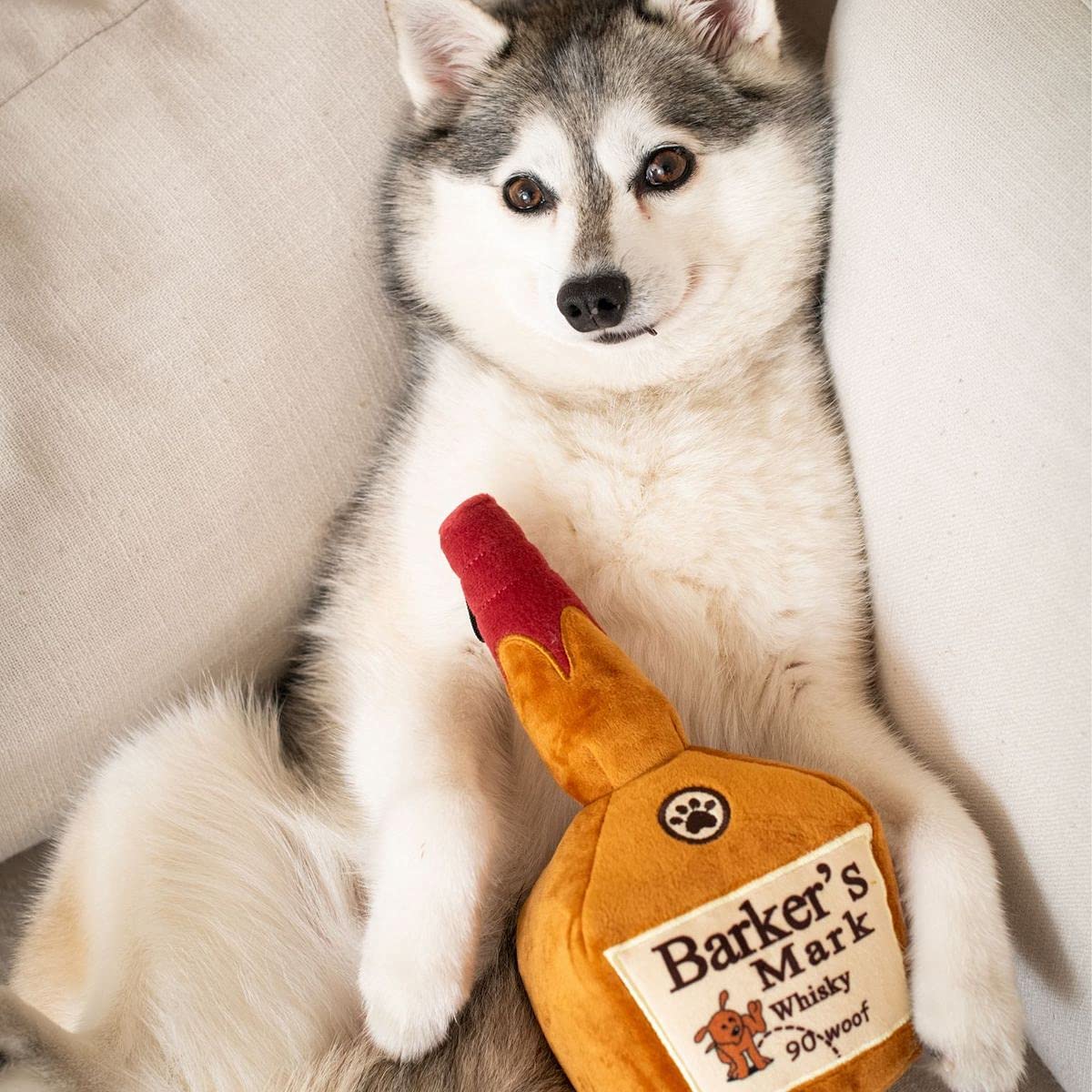 Huxley & Kent For Dogs | Barker'S Mark (Small) | Funny Dog Toy | Power Plush Dog Toy With Squeaker | Dog Gift | Fun, Durable, And Safe | H&K Squeaky Dog Toy