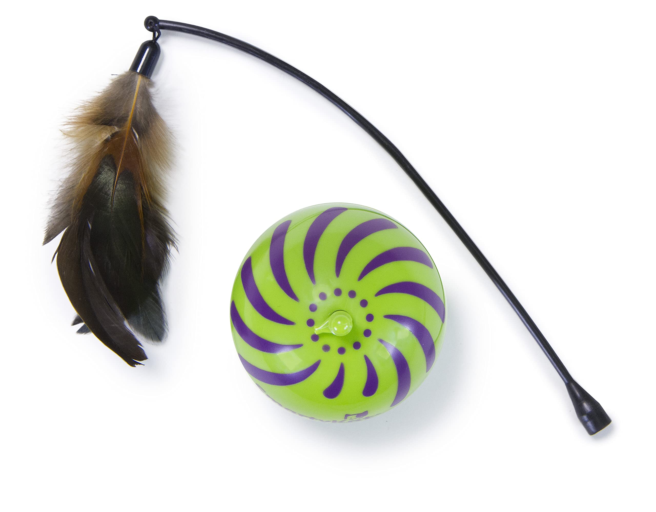 Smartkat Feather Whirl Electronic Motion Wand Cat Toys, Includes , Battery Powered- Green, Pack Of 2 + Replacement Wands