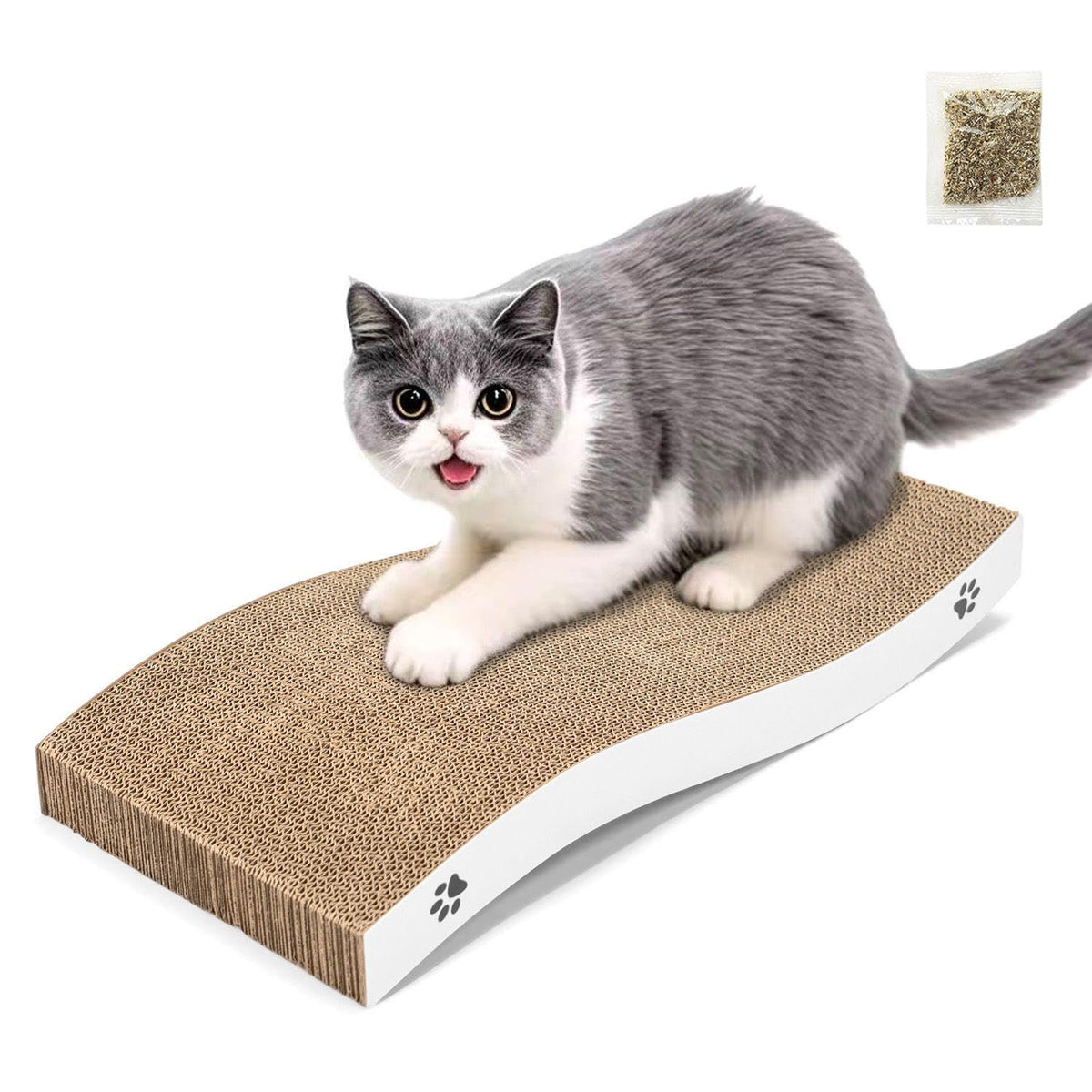 Cat Scratcher, Durable Scratch Pad, Corrugated Cardboard Scratching Board For Indoor Cats, Heavy Duty, Double-Sided Usability, Recyclable, With Catnip