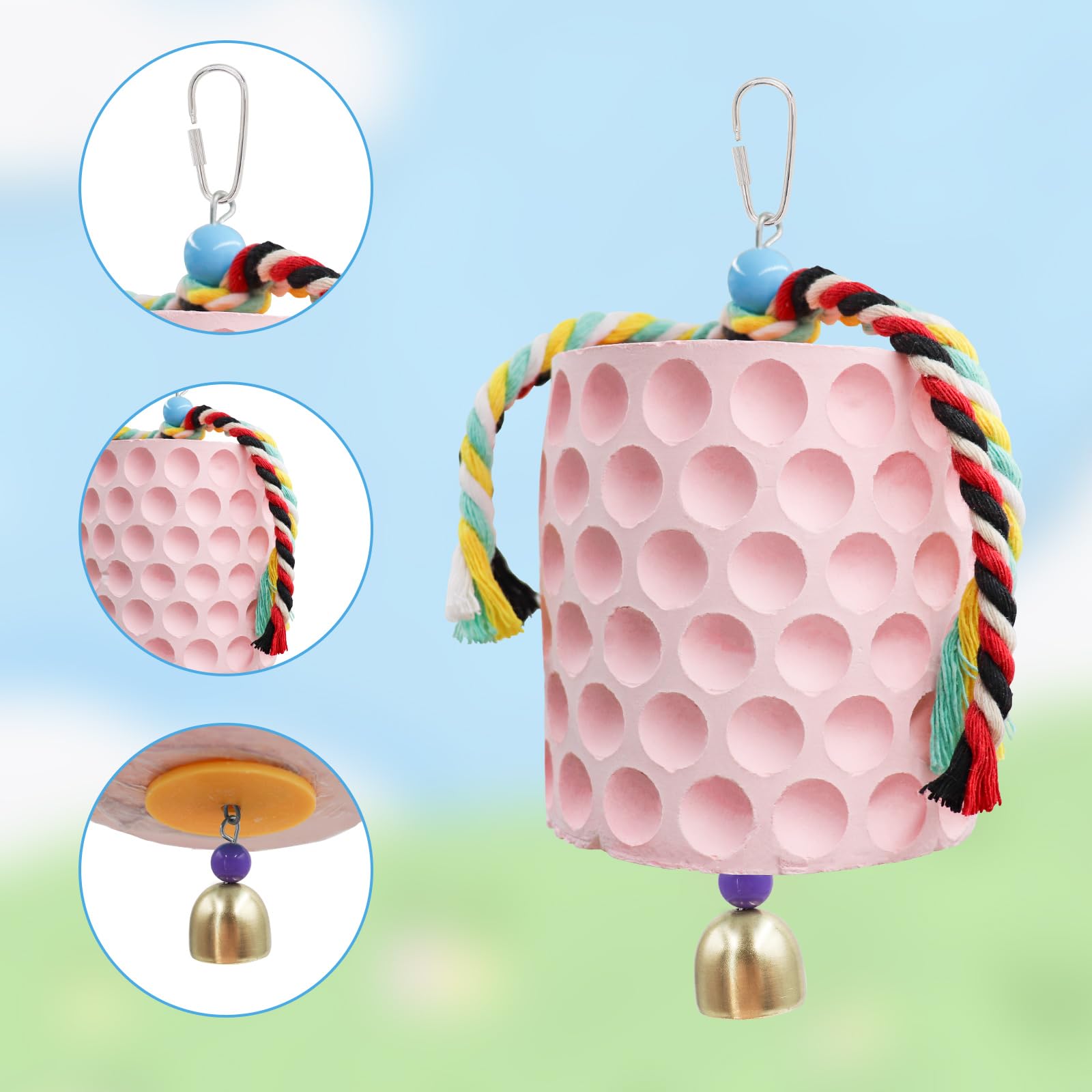 MinrzPet Chicken Coop Accessories, Chicken Beak Grinding Calcium Stone with Bell, Chicken Toys for Coop, Chicken Enrichment Toys