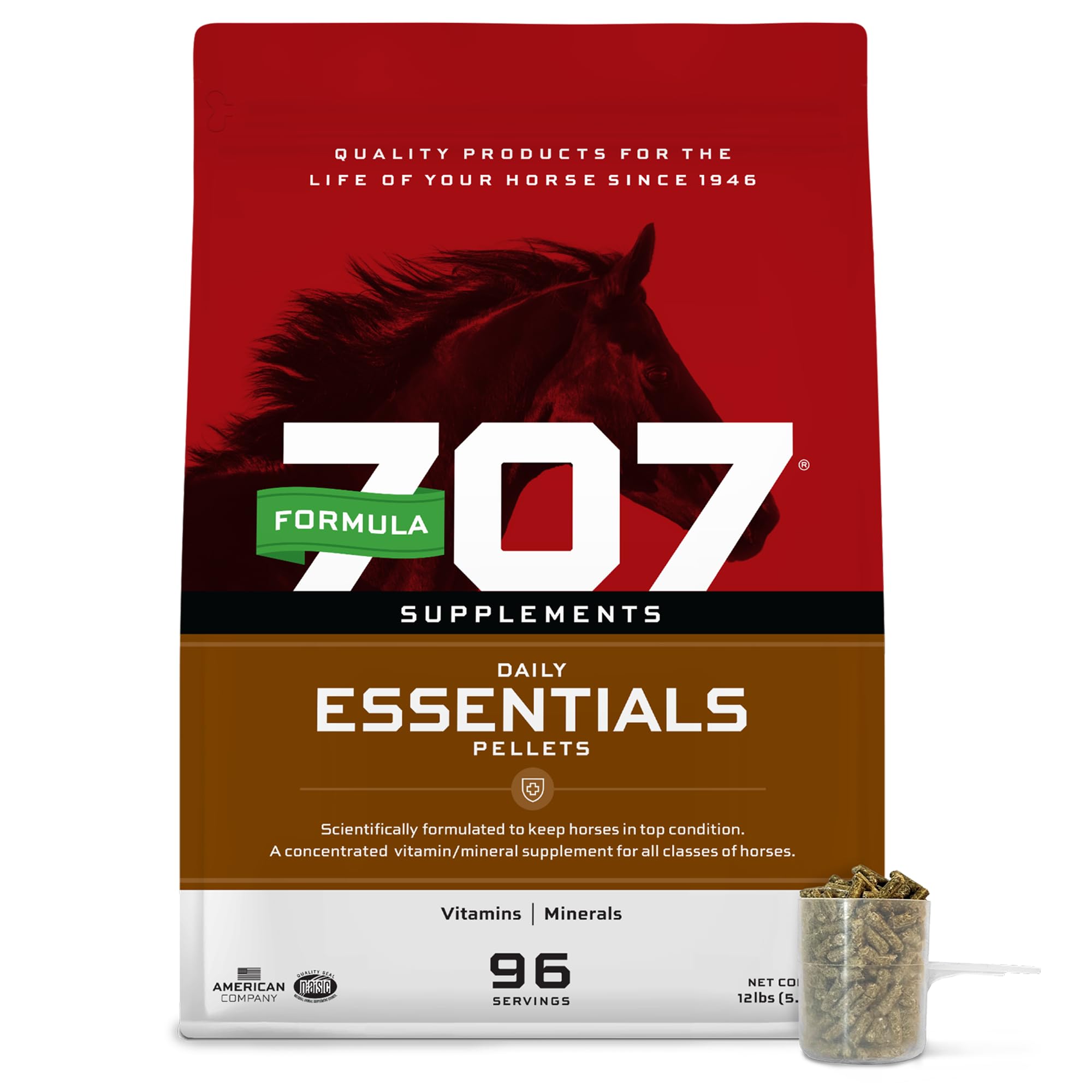 Formula 707 Daily Essentials Equine Supplement, 12 lb Bag - Complete Vitamins and Minerals for Superior Health and Condition in 