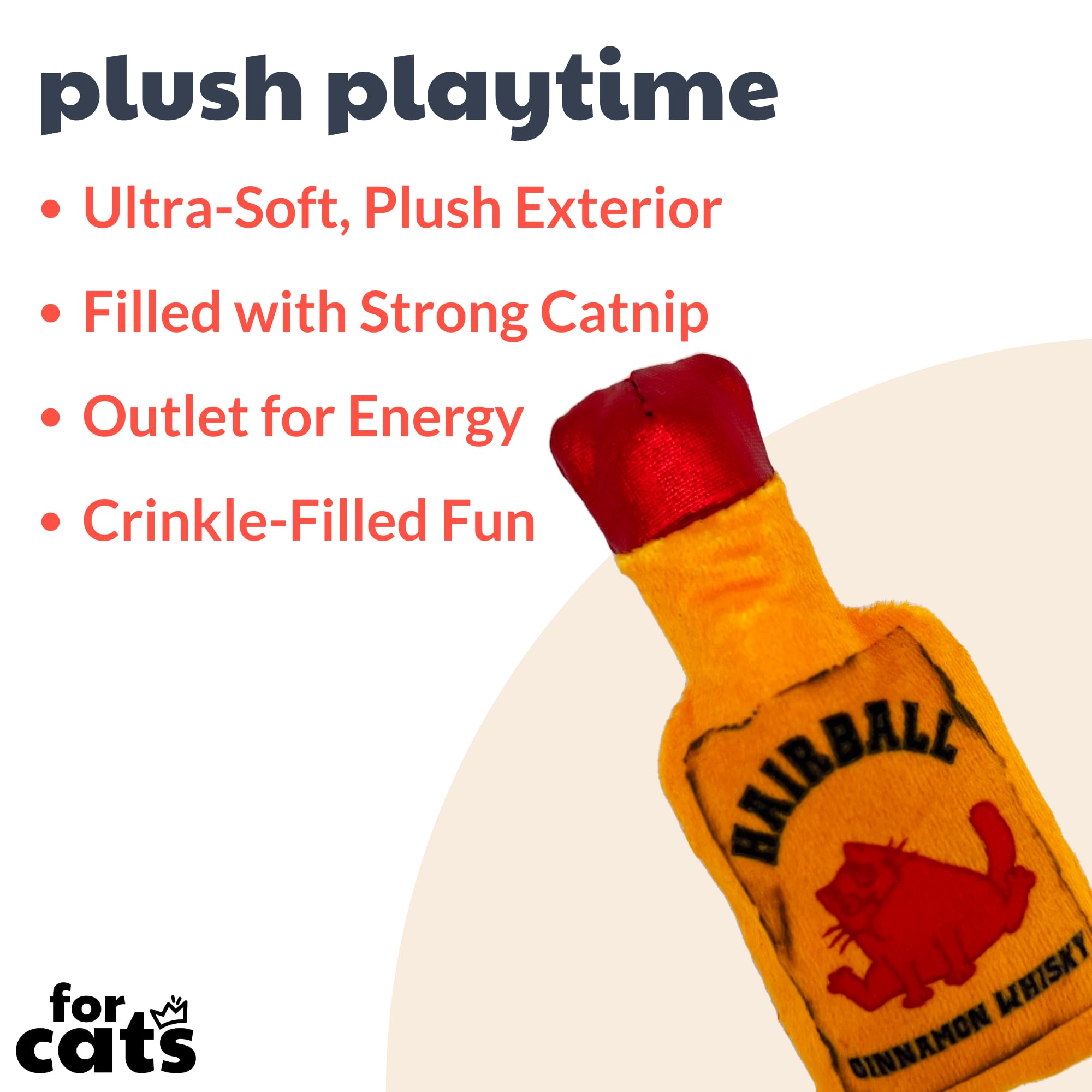 Huxley & Kent Plush Cat Toy - Hairball Cinnamon Whiskey - Nappy Hour Strong Catnip Filled - Plush Interactive Kitten and Cat Toy