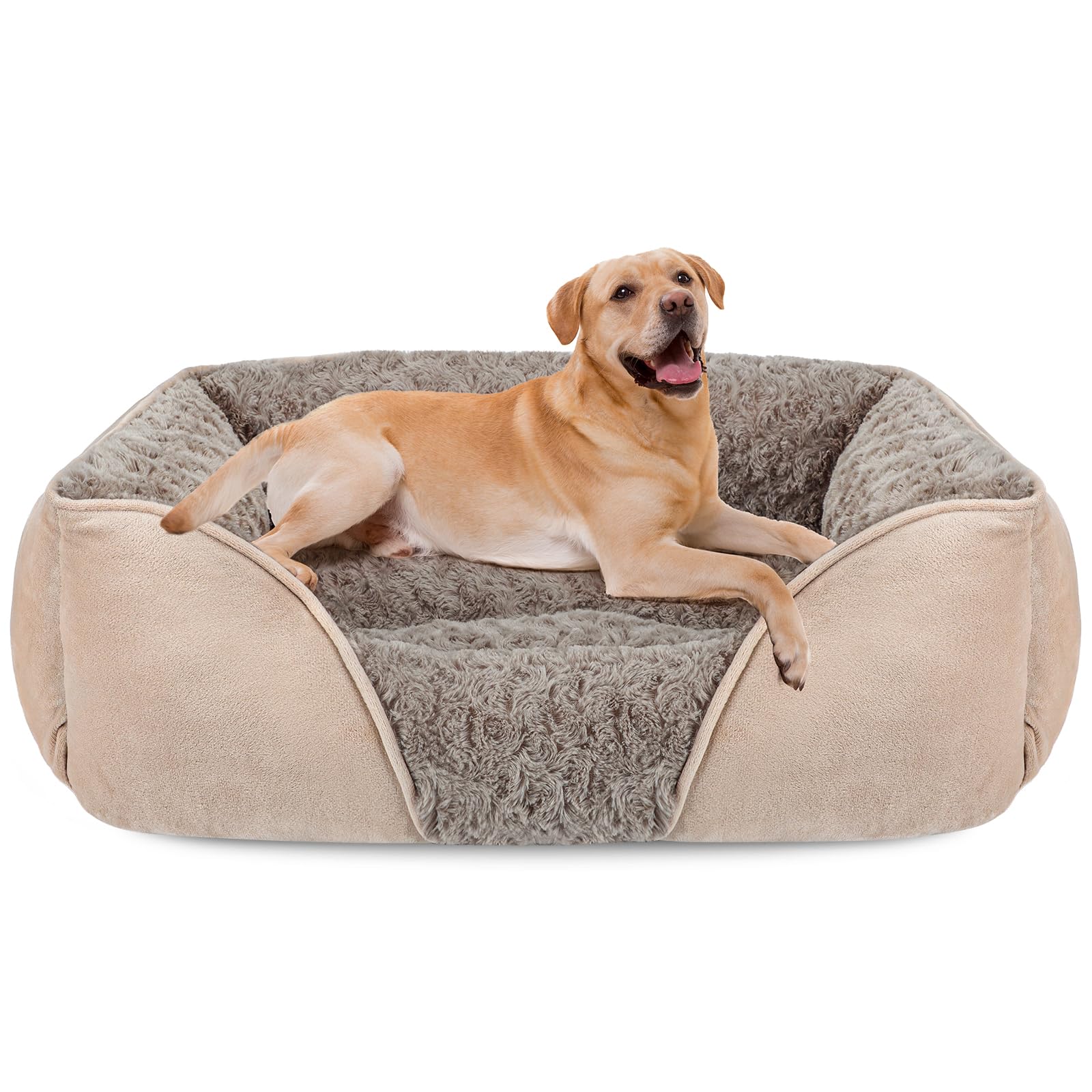 Invenho Xx-Large Dog Bed For Large, Medium, Small Dogs - Rectangle, Washable, Orthopedic, Soft, Calming, Durable Pet Cuddler Wit