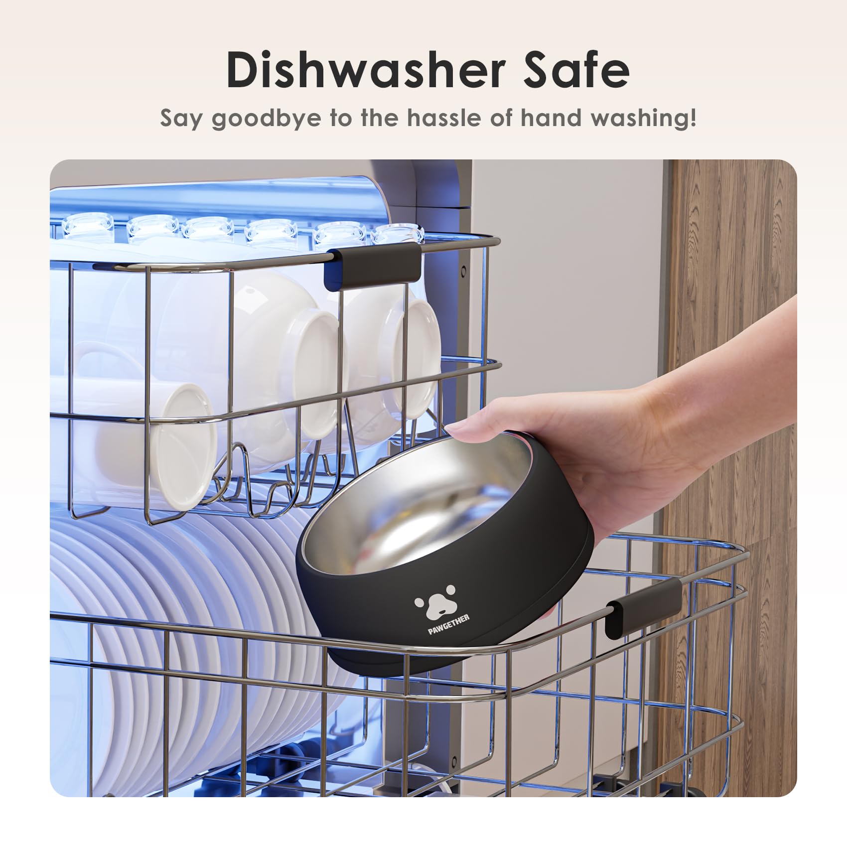 PAWGETHER Stainless Steel Dog Bowls, Dog Food and Water Bowl Non-Slip Easy to Clean Dishwasher Safe for Puppy Small Medium Dogs