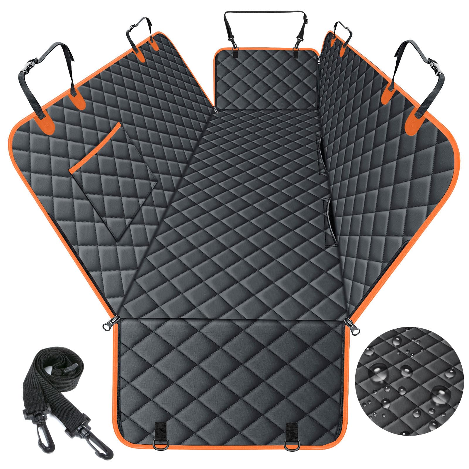 Neckory Dog Car Seat Cover, Durable Waterproof Scratch Proof Nonslip Dog Hammock, Back Seat Covers With Pocket For Cars Suvs And