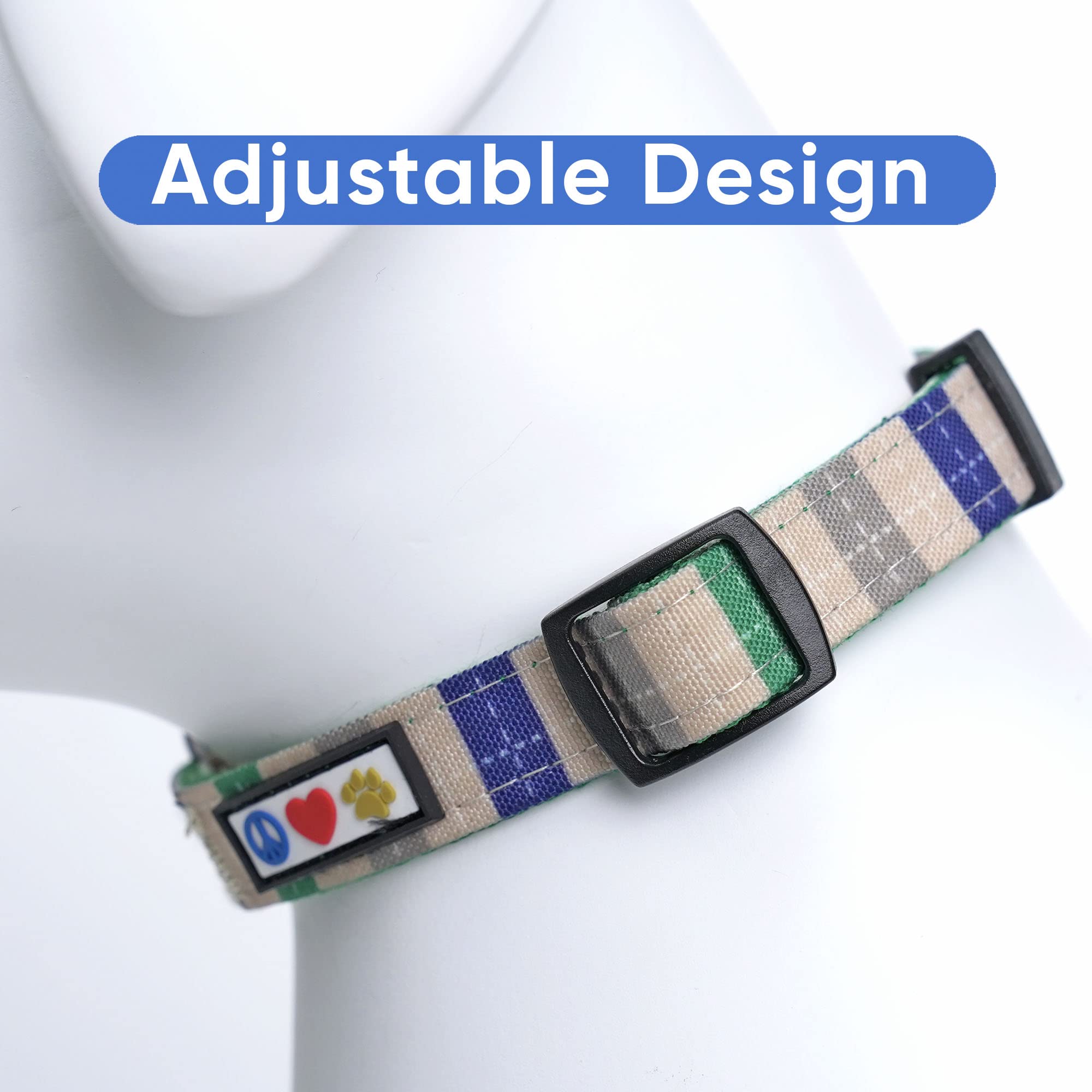Pawtitas Multicolor Dog Collar Puppy Collar Pet Collar Multicolor Dog Collar Extra Small Dog Collar Grey/Beige/Blue/Green Dog Collar