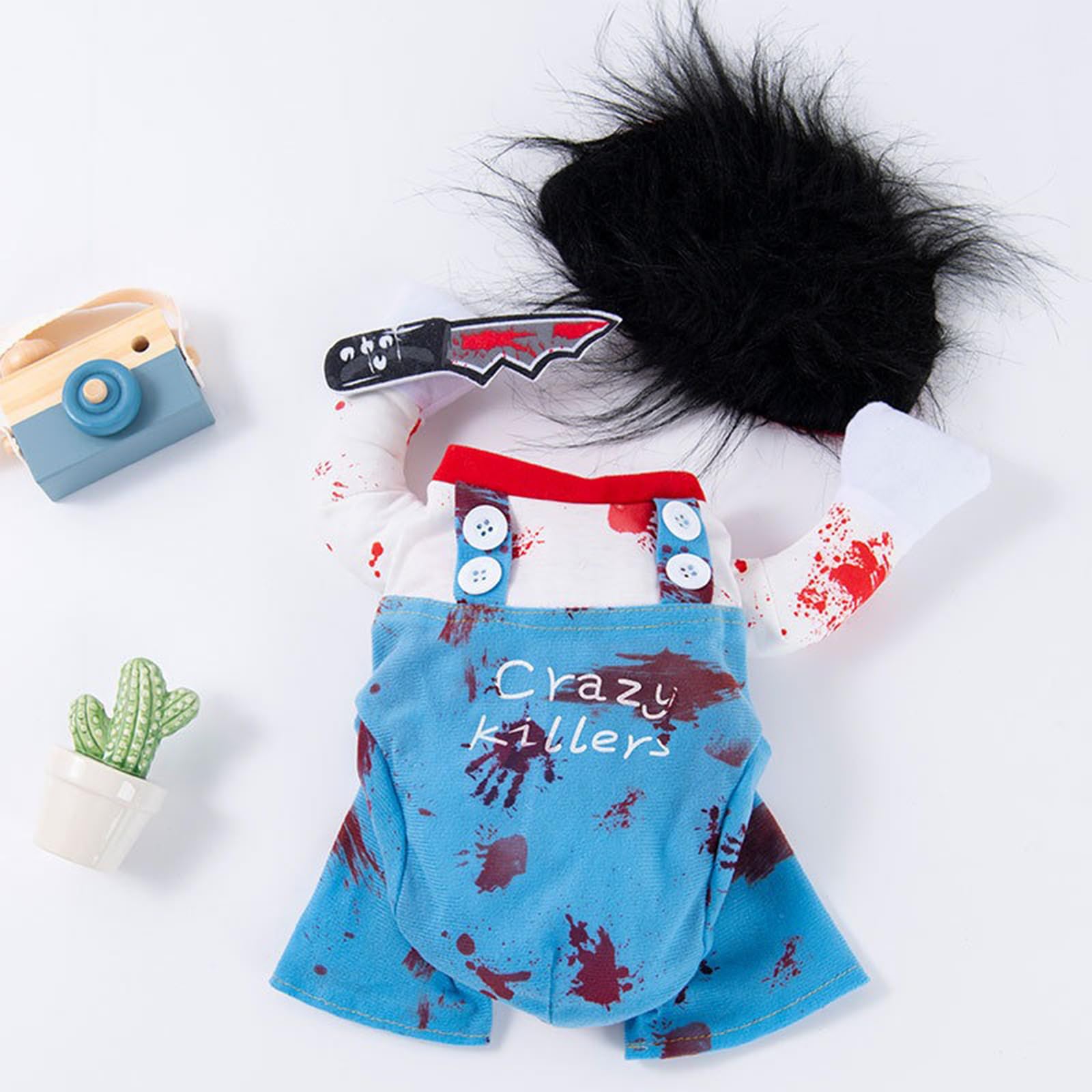 Dog Halloween Deadly Costume Set Cute Funny Cosplay Chucky Outfits Puppy Halloween Theme Party Clothes(X-Large)