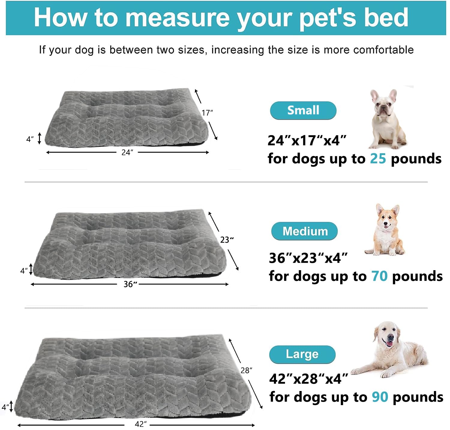 Dog Bed For Large Dogs Crate Pad Washable 36Inch Kennel Bed For Cages With Anti-Slip Soft And Fluffy Comfy Sleeping Cushion Mats