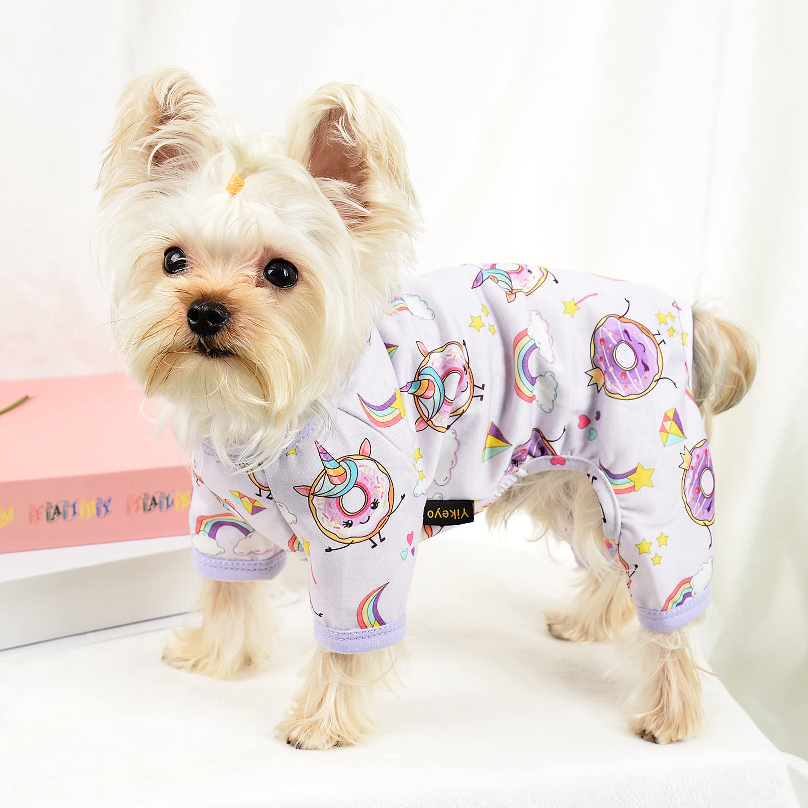 Dog Pajamas For Small Dogs, Chihuahua Pajamas, Puppy Clothes, Extra Small Puppy Pjs, Soft Pet Onesies,Dog Shirts Chihuahua Yorkie Teacup Cat Clothing (Doughnut, Large)