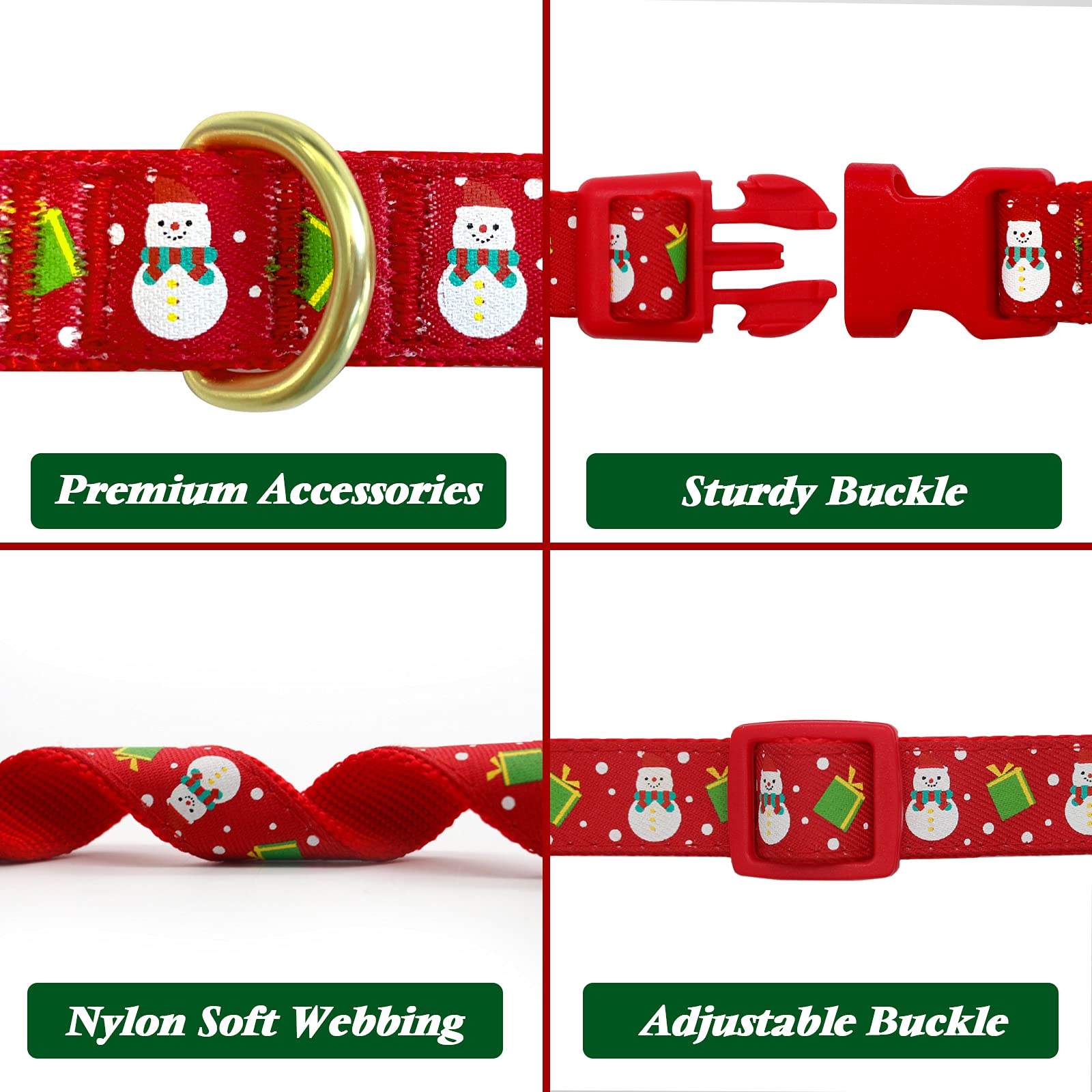 Azuza Christmas Dog Collar Adjustable Xmas Dog Collar With Christmas Antler Bow Tie Accessories Snowman Dog Collar For Medium Dogs