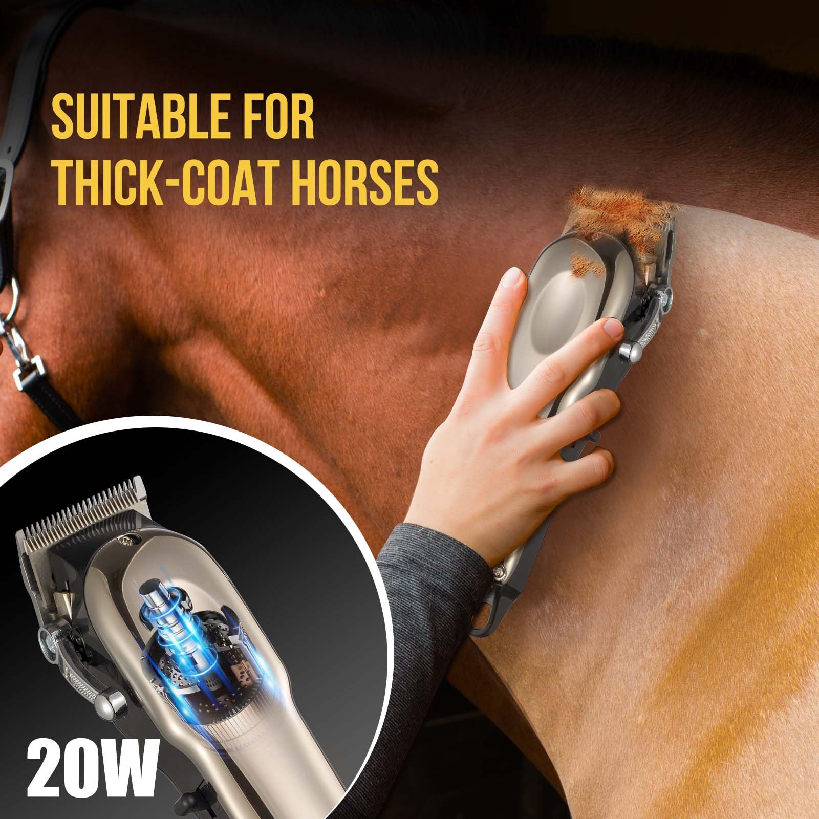 Ciphuoly Horse Clippers Cordless Quiet, Professional Horse Trimmer Cordless With 4 Guide Guards, Electric Rechargeable Cordless