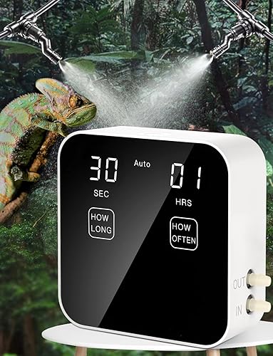 Reptile Mister Automatic, Quiet Reptile Misting System With Timer, Reptile Fogger Humidifiers With Fine Water Mist Nozzles, Terrarium Mister Humidifiers With Water Shortage Protection