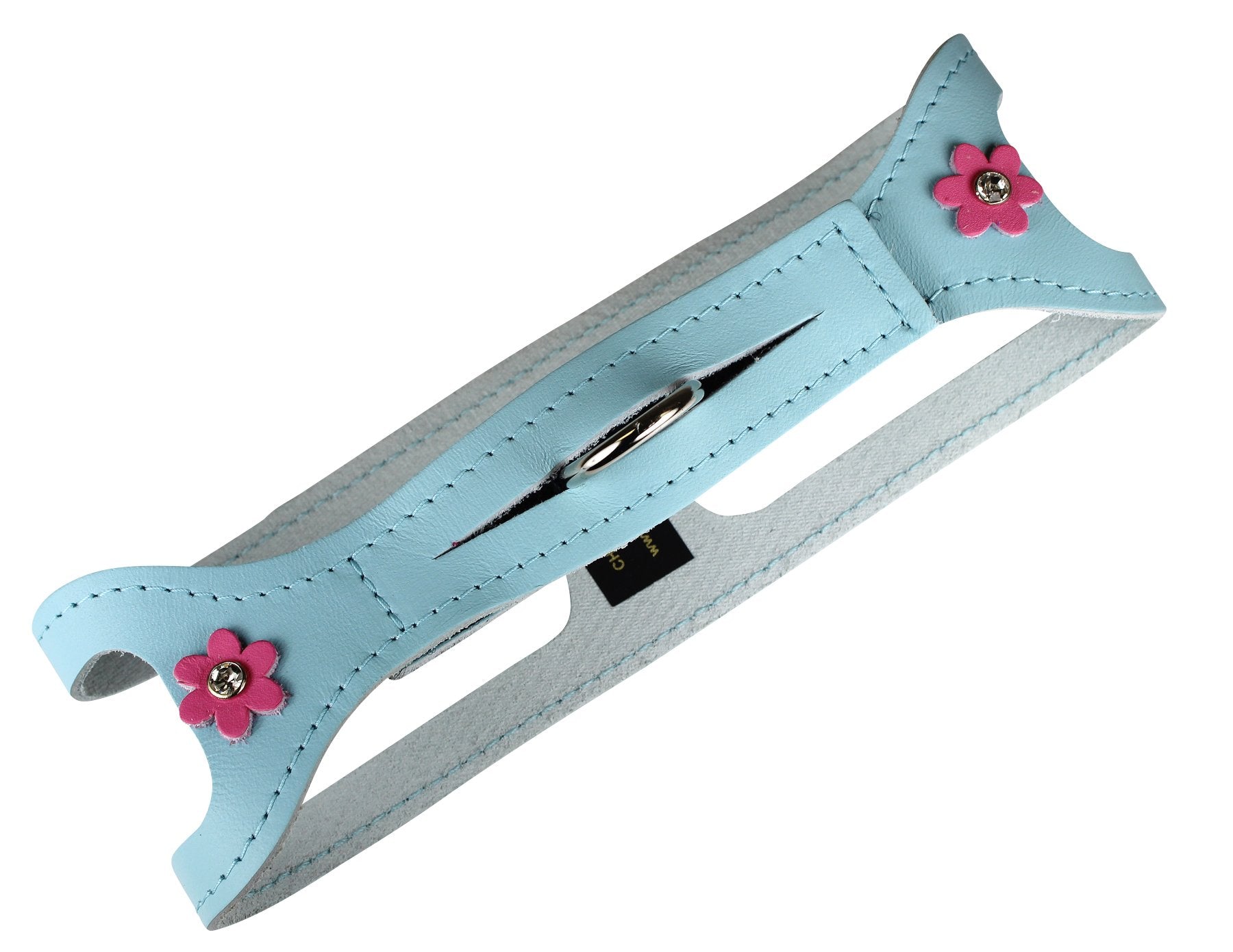 Chokefree Pet Shoulder Collar, 18'', Baby Blue With Pink Flower