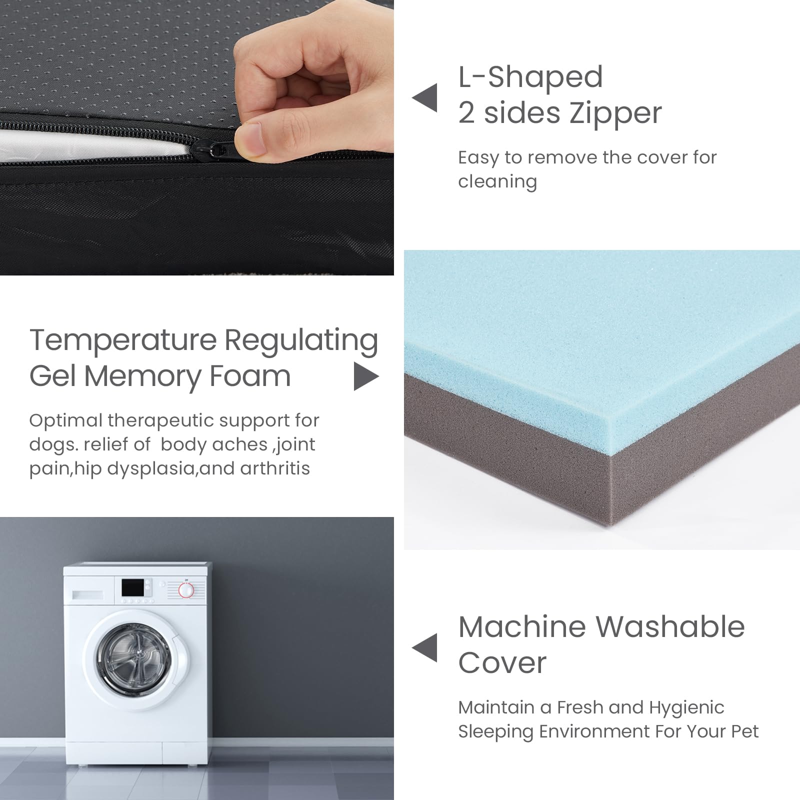 Gohoo Pet Orthopedic Memory Foam Bed For Large Dogs, Waterproof Cooling Pet Mats For Crate With Removable Washable Cover,Ideal F