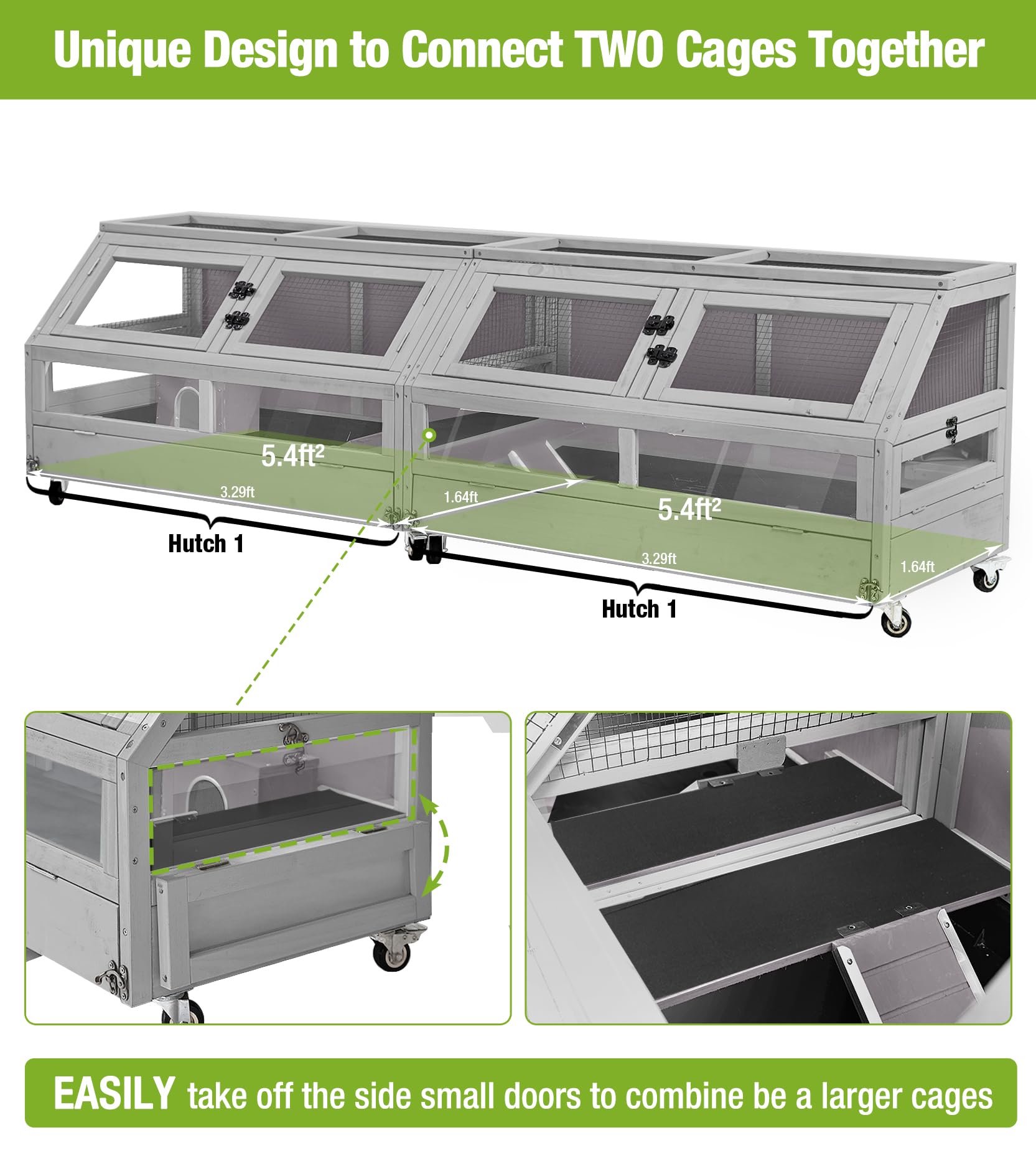 Gutinneen Guinea Pig Cage, Hamster Cage With Chew-Proof Aluminum Edges & Leak-Proof Pvc Layer, Small Animal Cage With 4-Wheel De