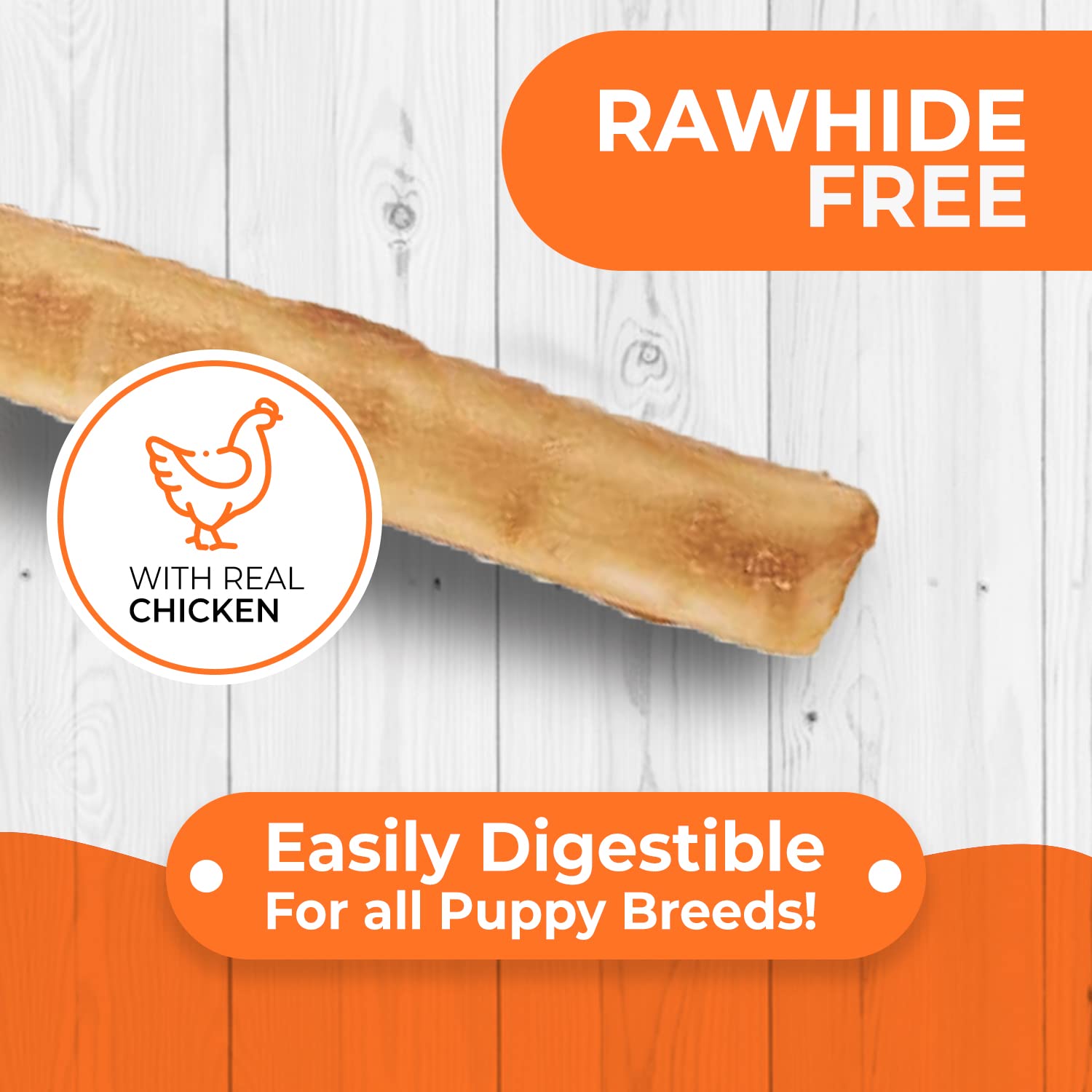 Canine Naturals Puppy Chicken and Rice Chew - Rawhide Free Puppy Treats - Made with USA Chicken - All-Natural & Easily Digestibl
