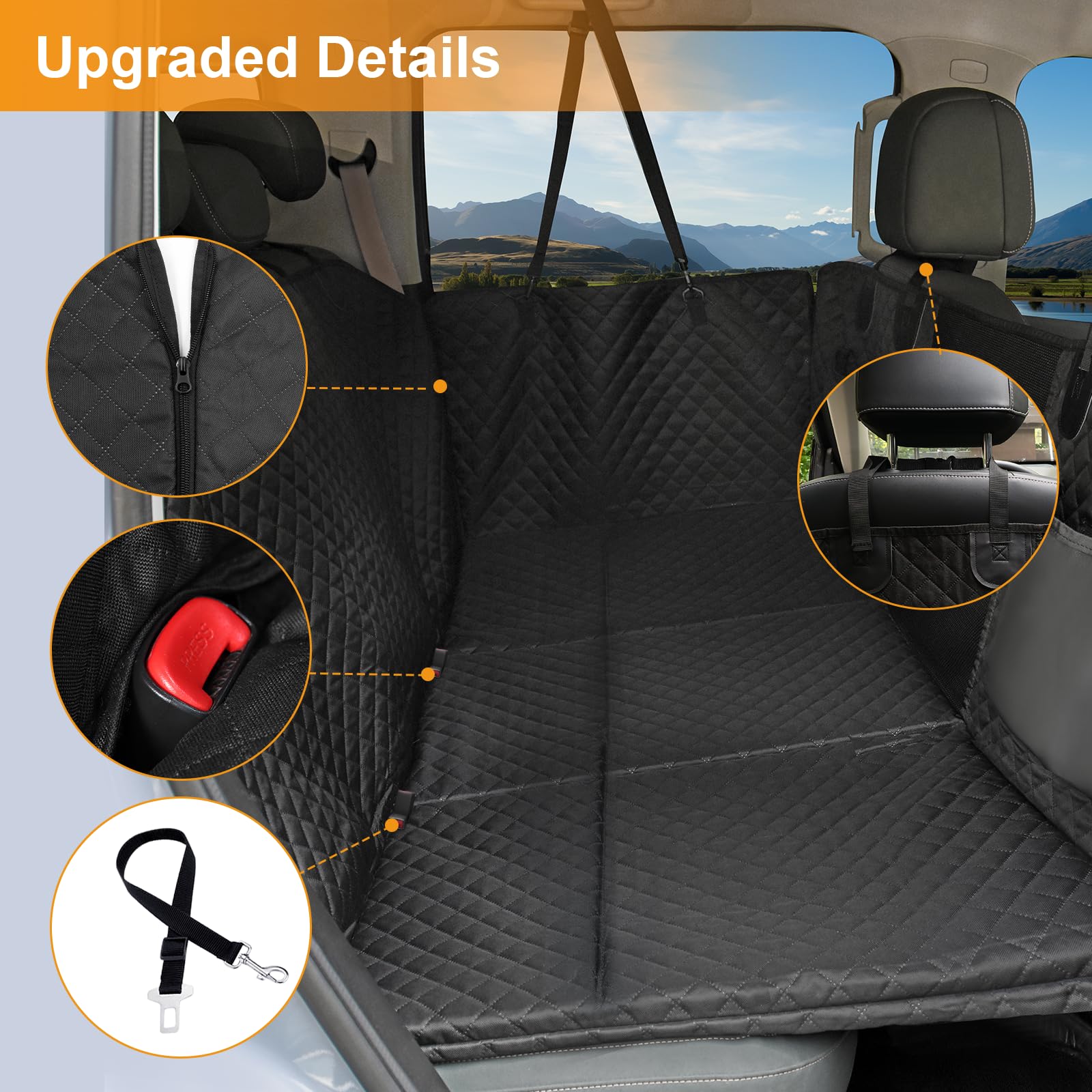 Honest Back Seat Extender For Dogs - Dog Car Hammock With Hard Bottom, 400Lbs Capacity, Waterproof, Standard, Black