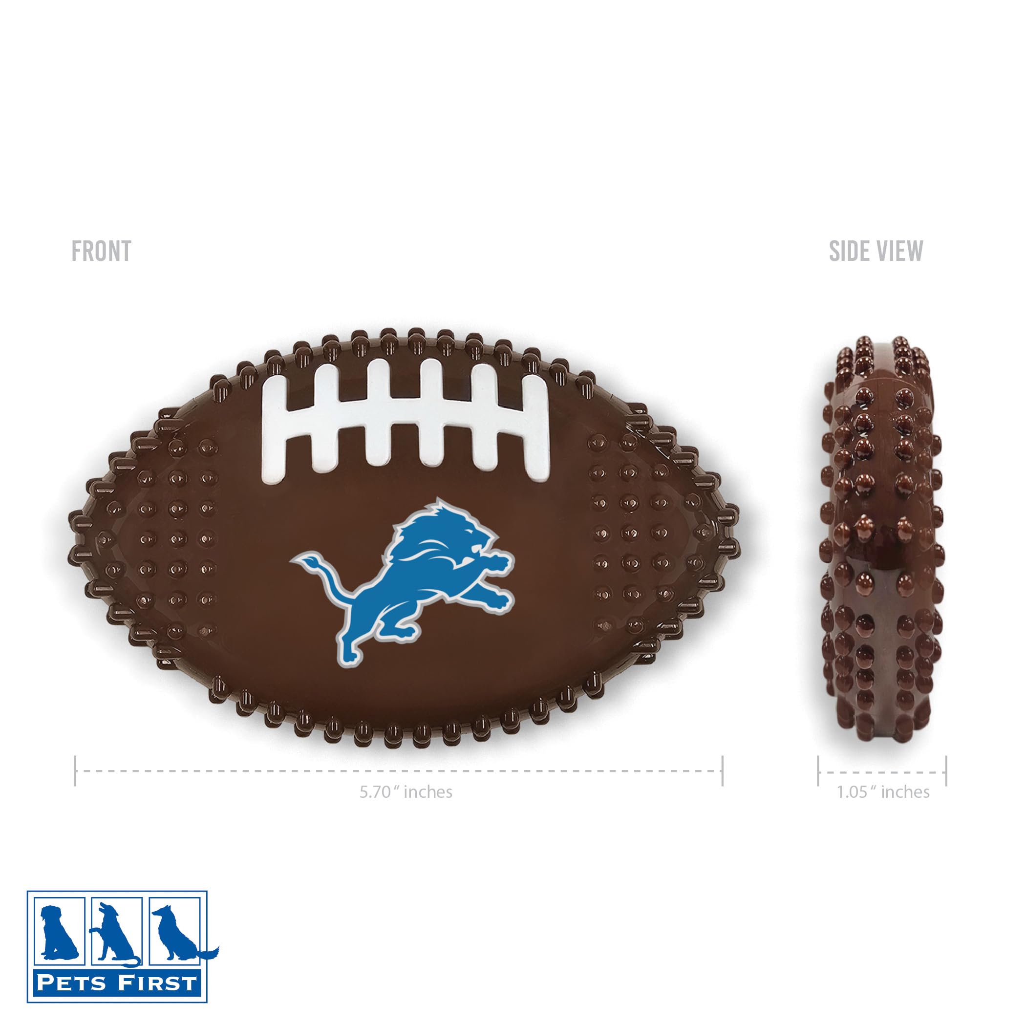 Nfl Detroit Lions Mega- Chew Hard Nylon Bacon-Flavored Dog Bone Football Chew Toy Interactive Tasty Fun Dog Chewy Toys Indestruc