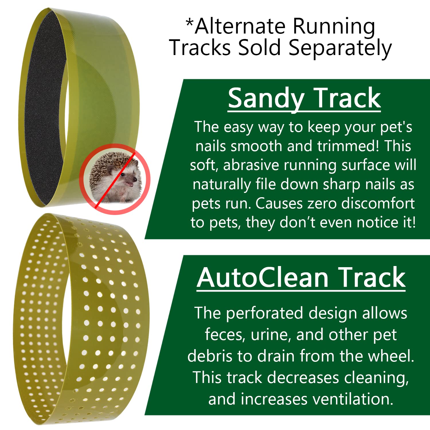 Sandy Track - For Green Silent Runner 12'' Wide - Textured Nail Trimming Track For Pet Exercise Wheel (Green 12'' Wide)
