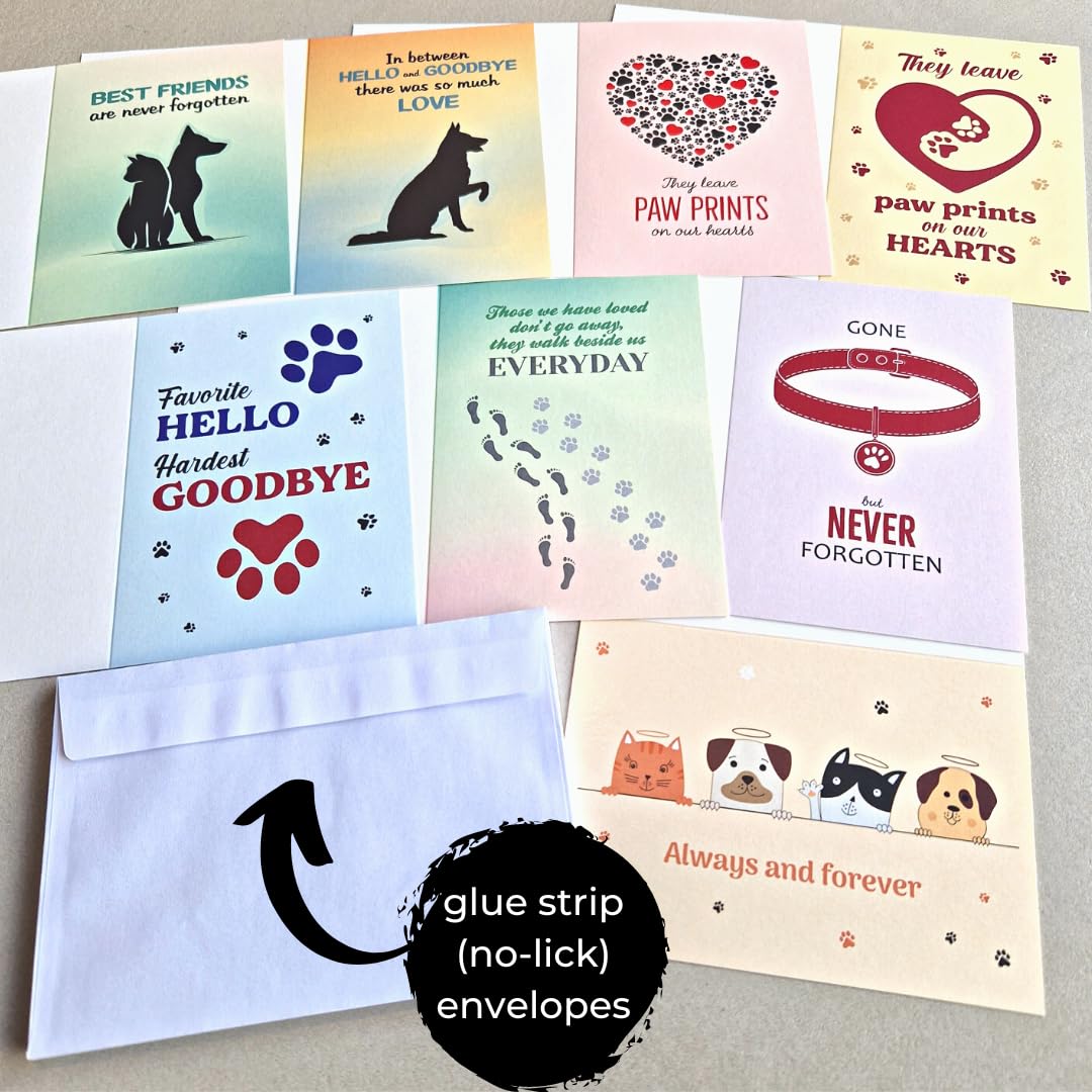 Hat Acrobat 24 Pet Sympathy Cards For Dogs, Cats With Envelopes - Pet Sympathy Card, Loss Of Dog Sympathy Card Set, 24 Cards In