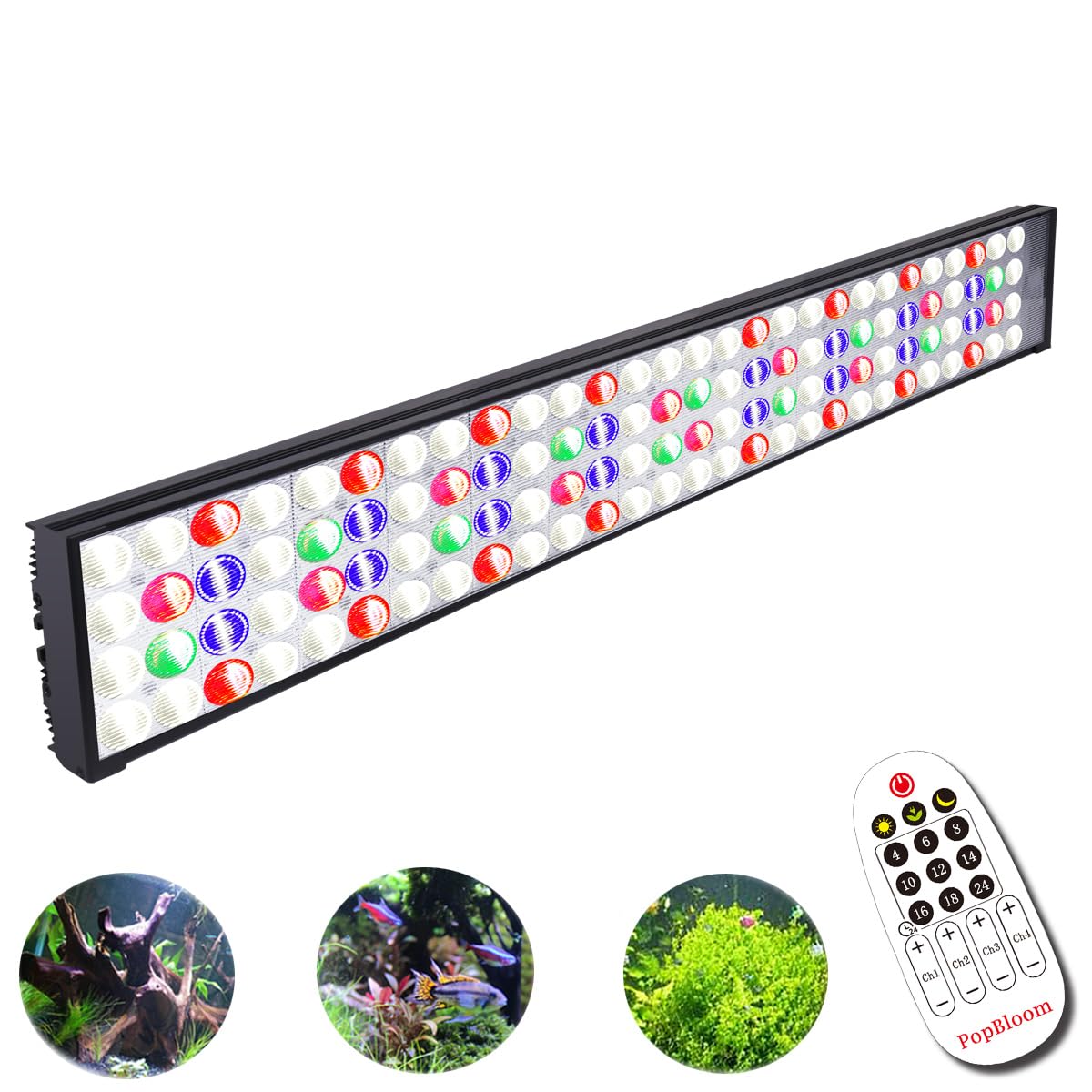 Popbloom Shannon75 Freshwater Full Spectrum Led Aquarium Light Planted Fish Tank Lamp Aquarium Lamp Led Lighting (1 Light For 30-40' Tank, Remote Control)