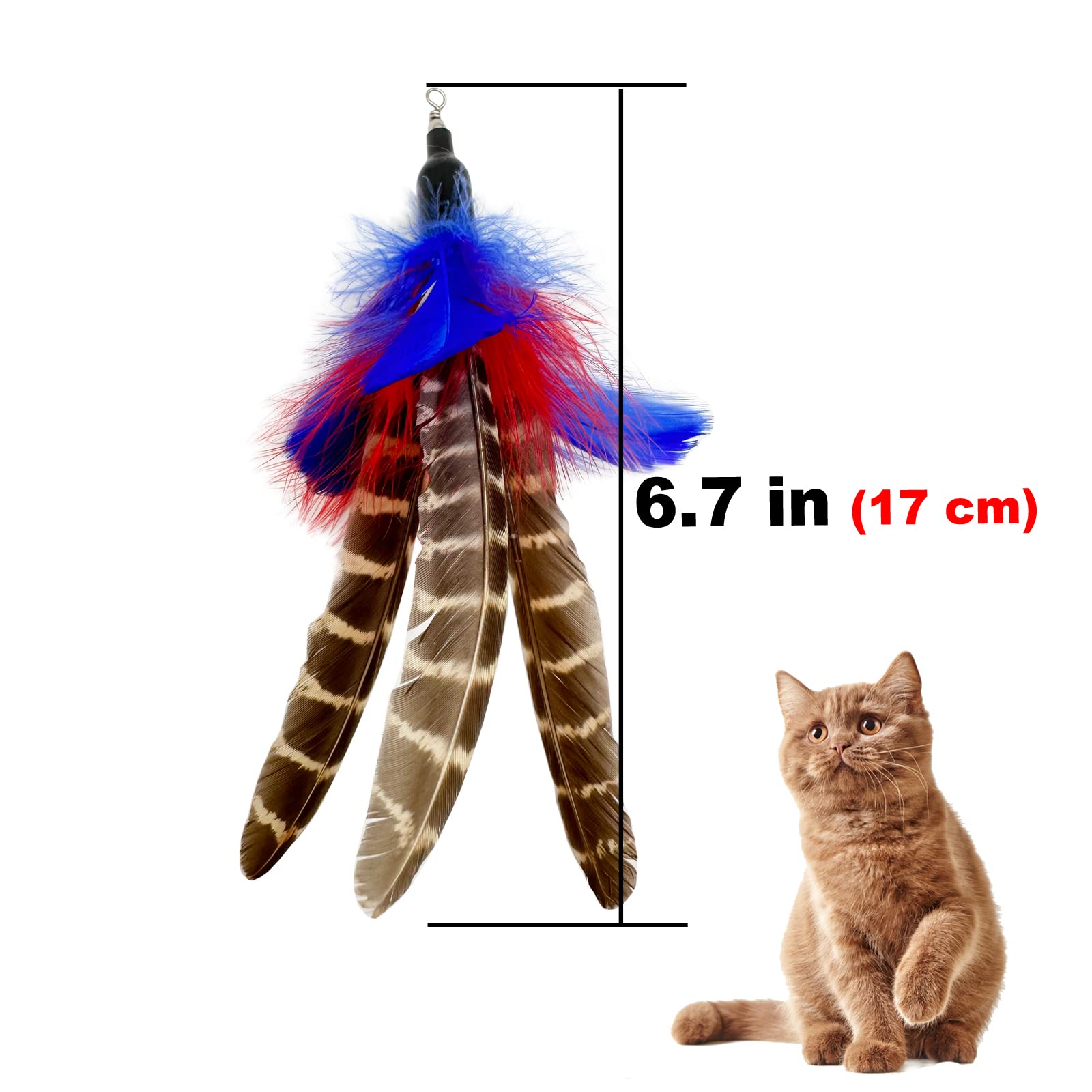 Tienailing Cat Feather Toys Refills, 6 Pieces Handmade Da Bird Feathers Refill, Cat Wand Replacement Feather For Indoor Cats (A)
