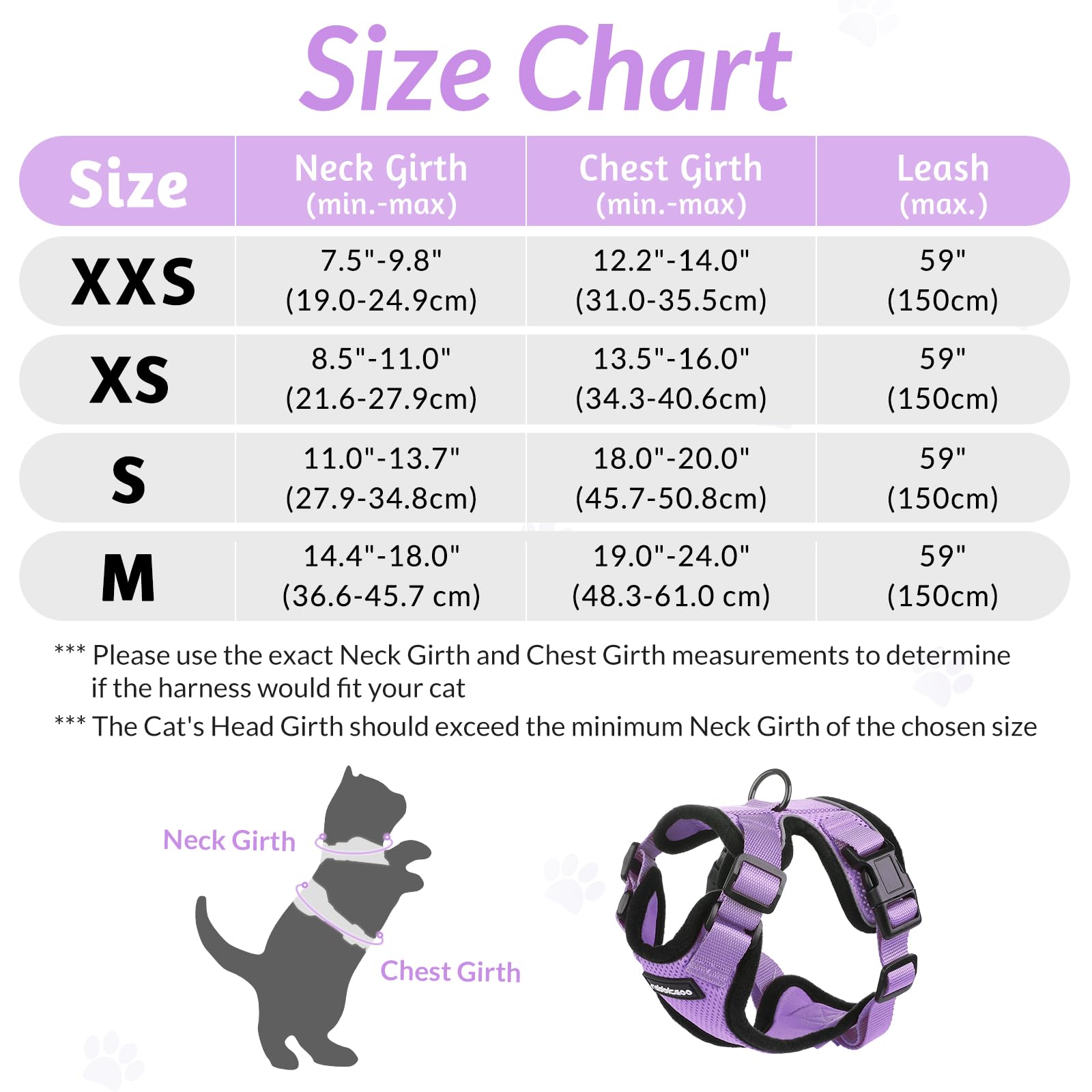 Rabbitgoo Cat Harness And Leash For Walking, Escape Proof Soft Adjustable Vest Harnesses For Cats, Easy Control Breathable Reflective Strips Jacket, Light Purple, Xxs