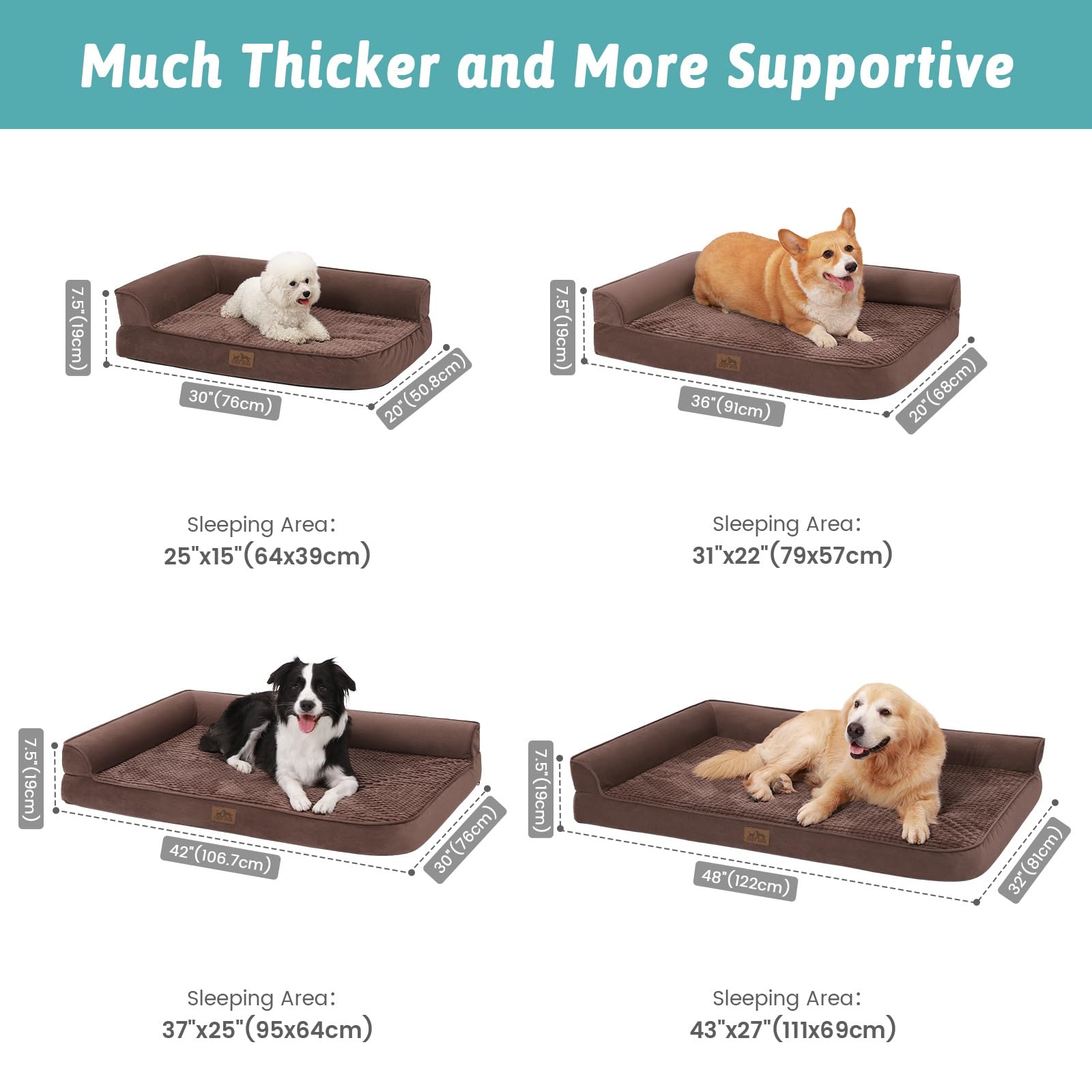 Cozy Kiss Orthopedic Dog Beds For Extra Large Dogs, Xxl Pet Couch For Xlarge Dog, Big Supportive Foam Bolster Sofa With Waterpro