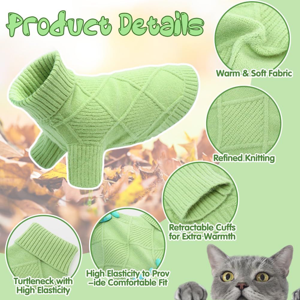 Emust Dog Sweaters For Large Dogs, Elastic Large Dog Sweater With Sleeves, Soft Dog Turtleneck Sweater For Fall & Winter, Green