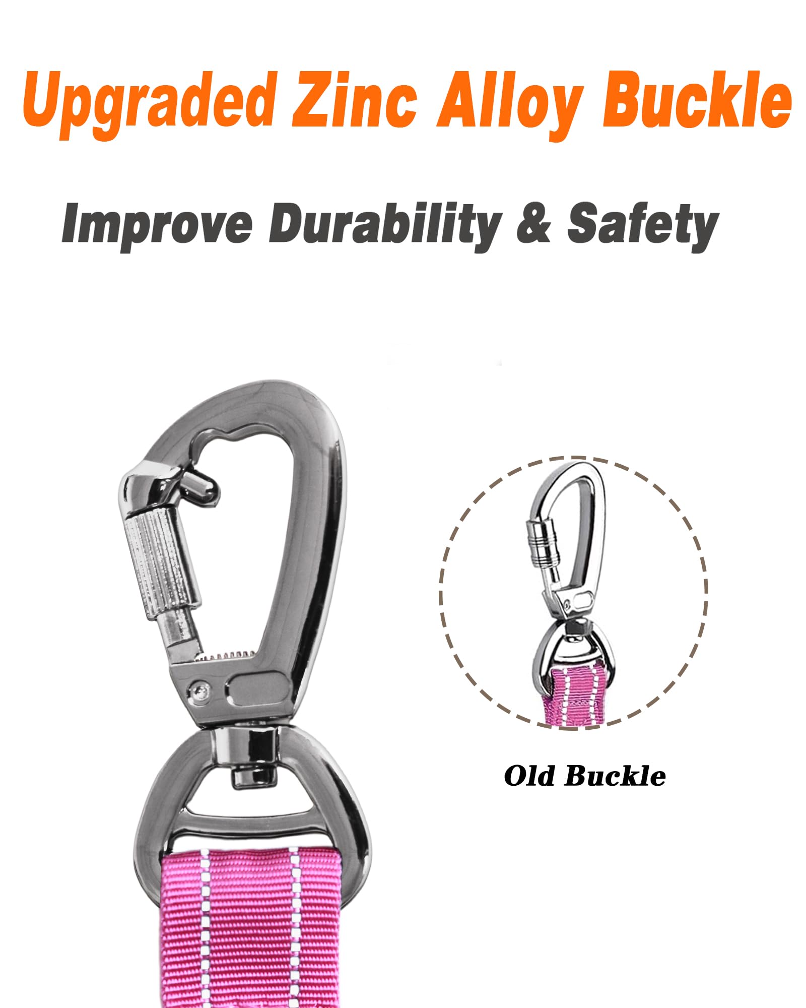 Heavy Duty Dog Leash, Reflective Dog Leashes With Car Seat Belt And Soft Padded Handle, 6Ft Strong Dog Leash For Training, No Pu