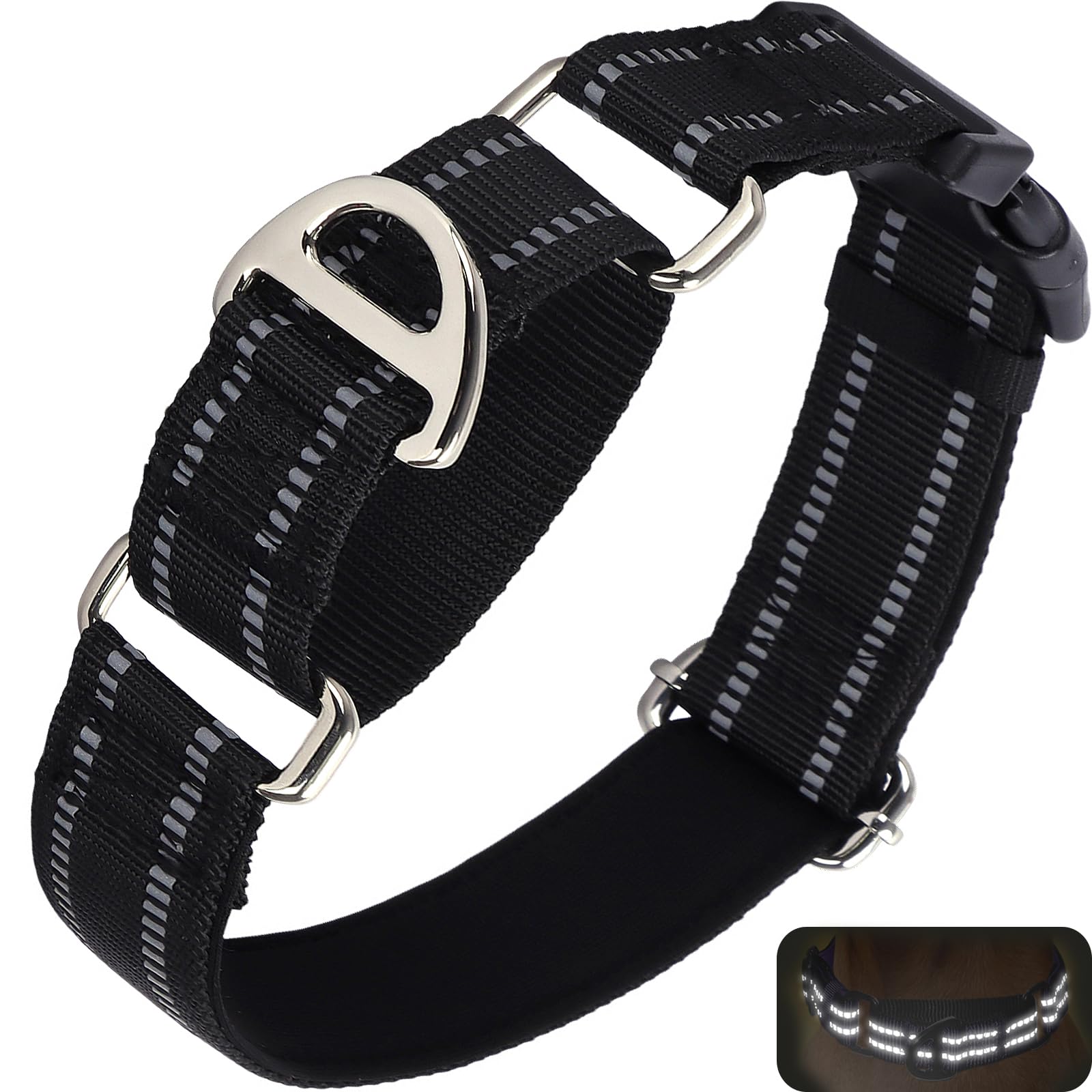 Onefojojo Martingale Collar For Large Dogs Reflective Nylon Dog Collar With Quick Release Buckle Adjustable Training No Slip Dog