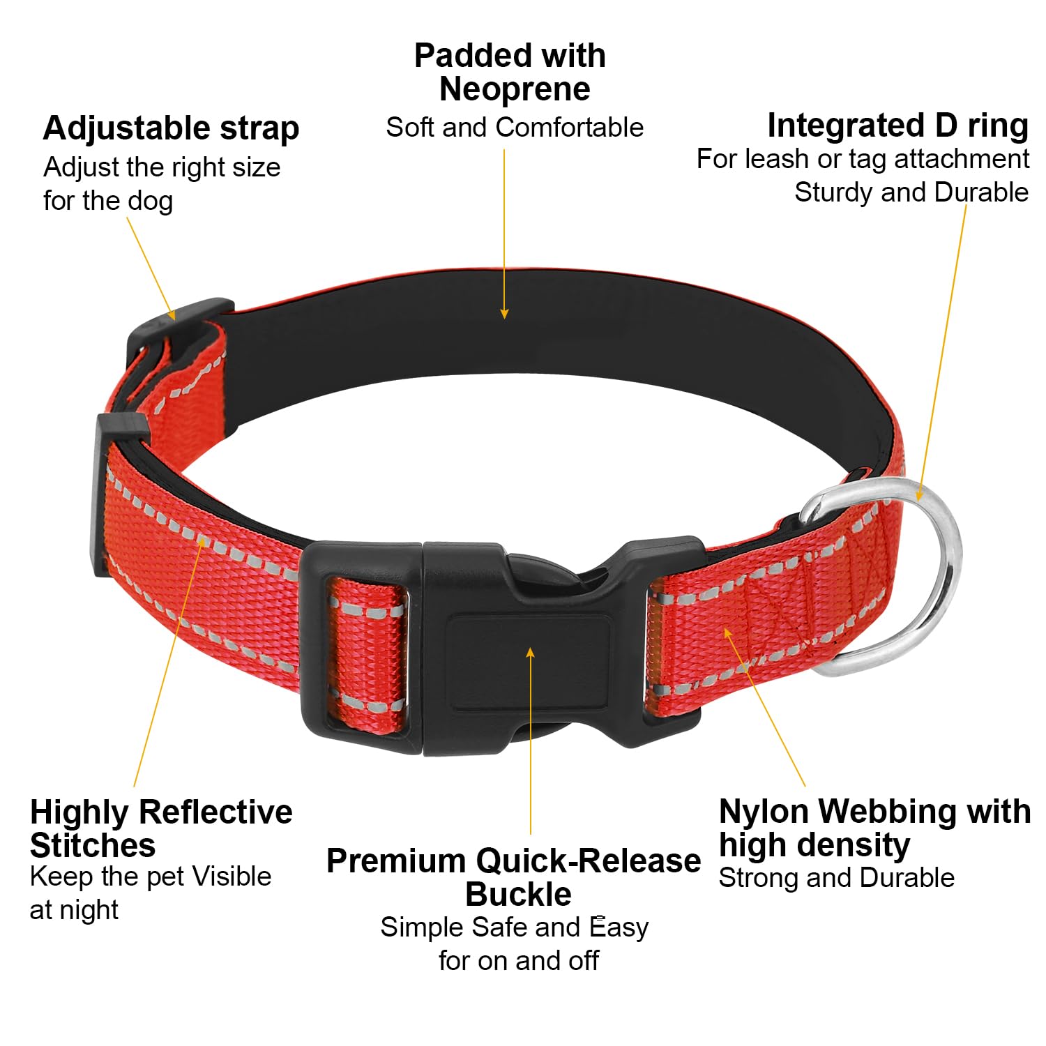 Dog Collars Adjustable For Small Dogs,Heavy Duty Waterproof Dog Collar With Quick Release Buckle,Girl Boy Female Male Reflective