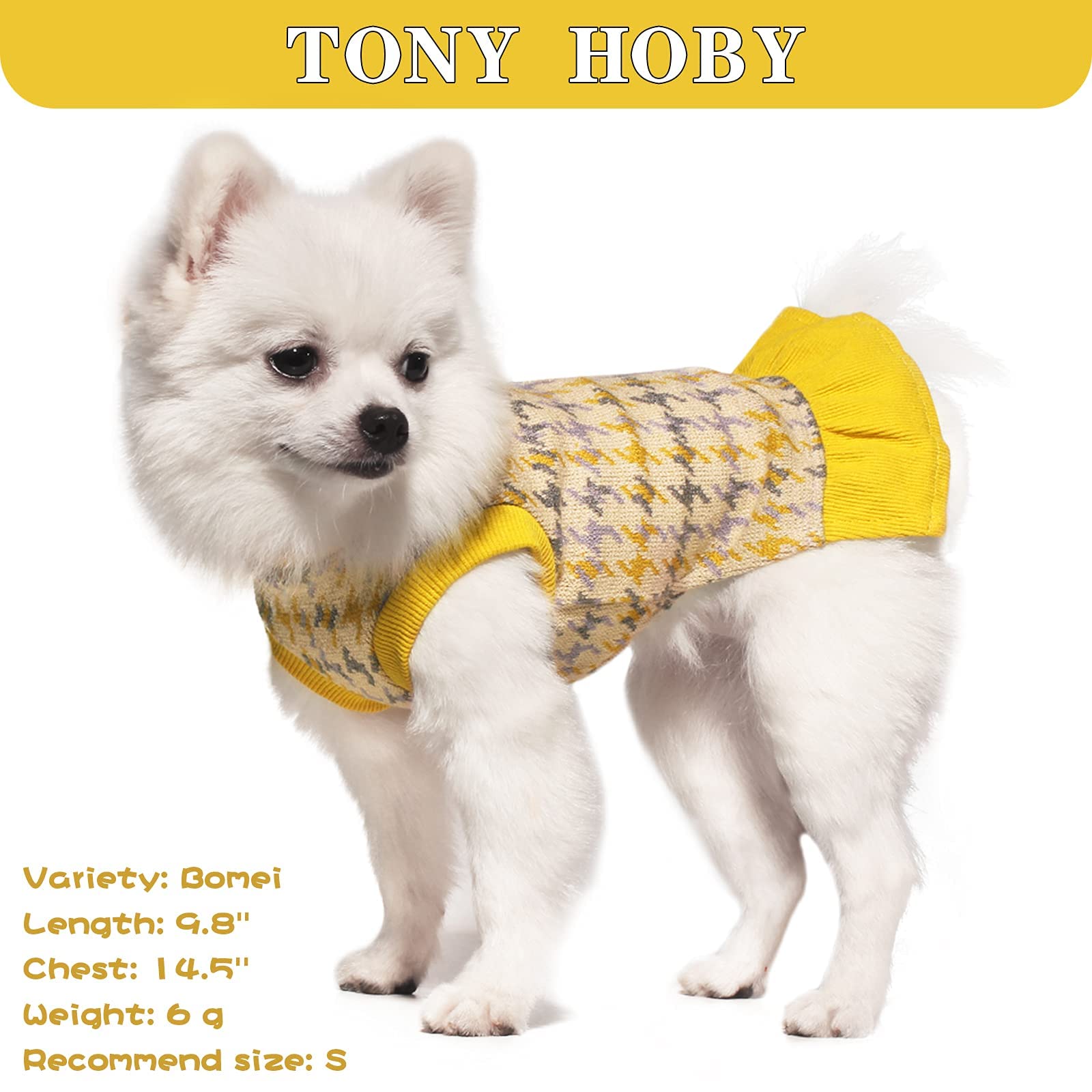 Tony Hoby Dog Dress, Dog Sweater Dress With Leash Hole, Dog Party Dress, Dog Princess Skirt For Small Medium Dog (Yellow, Xl)
